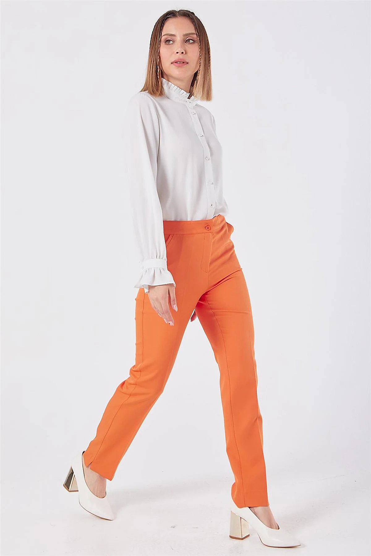 Cigarette Fit Pants Orange 