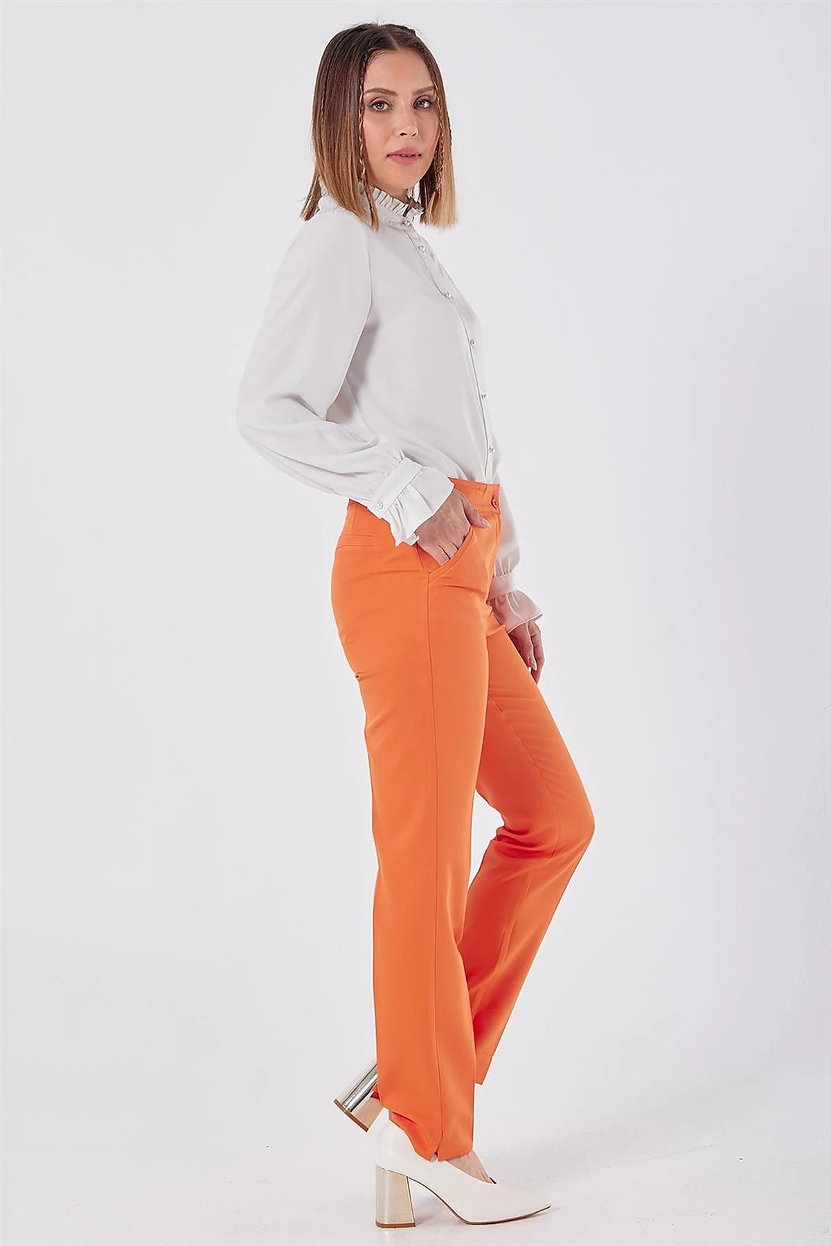 Cigarette Fit Pants Orange 