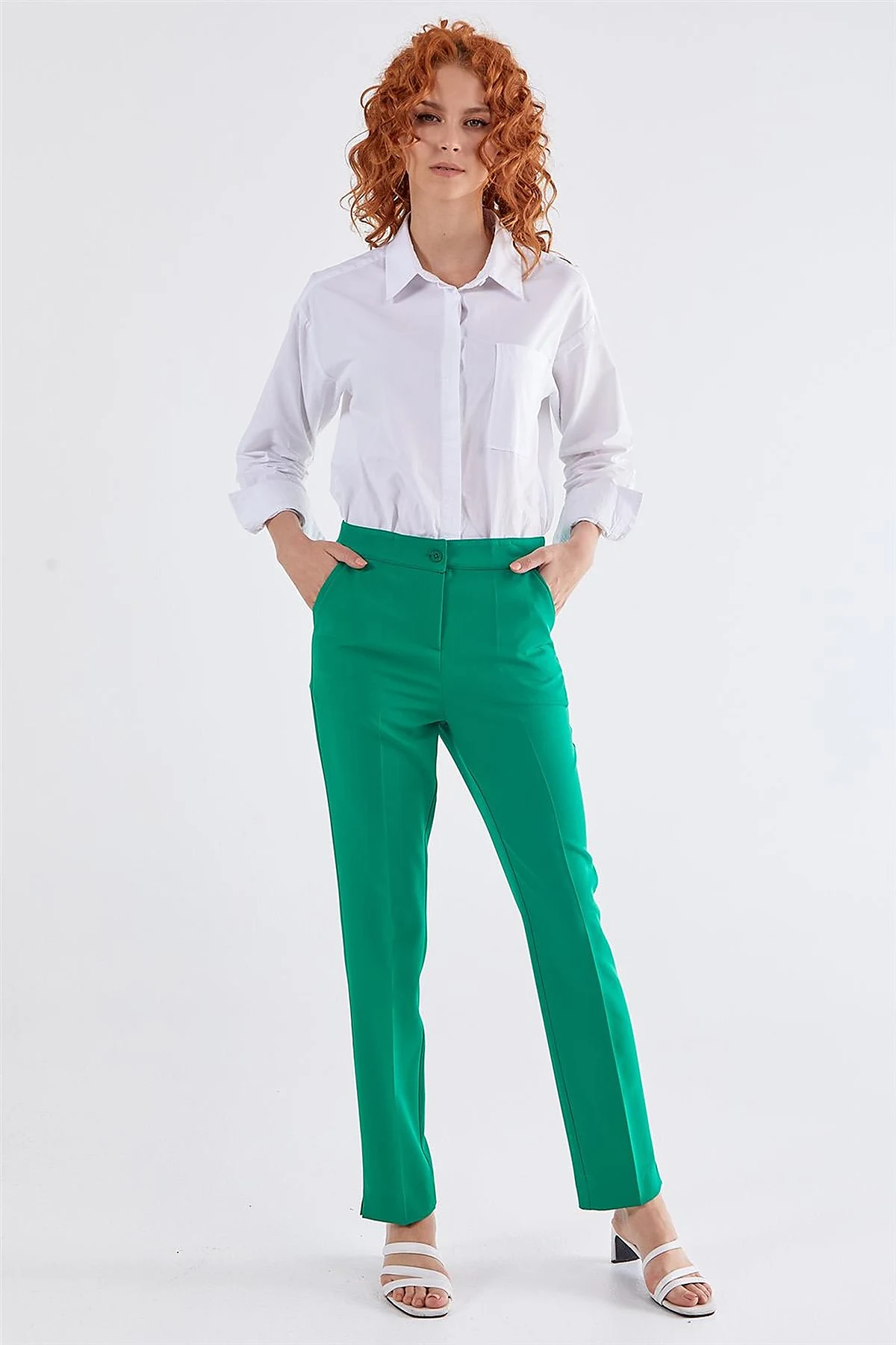 Cigarette Fit Pantolon Yeşil 