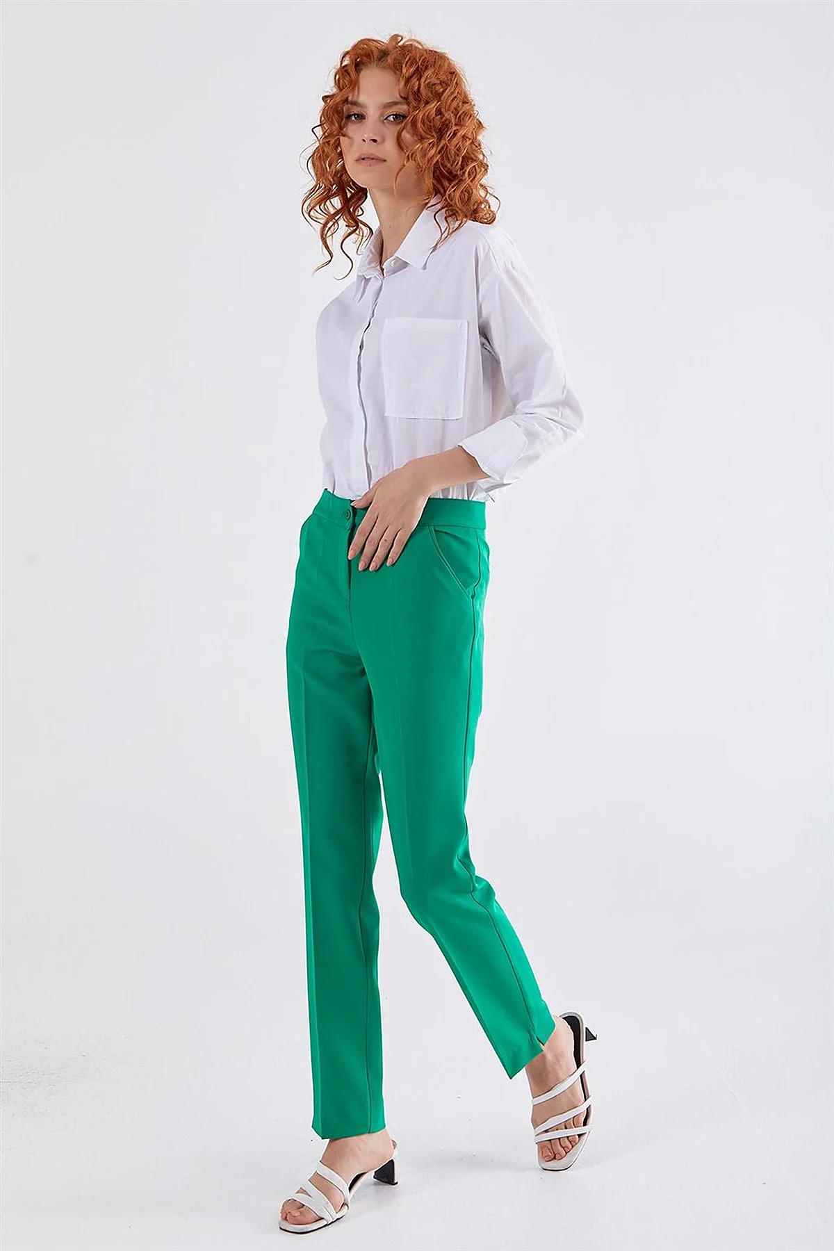 Cigarette Fit Pantolon Yeşil 