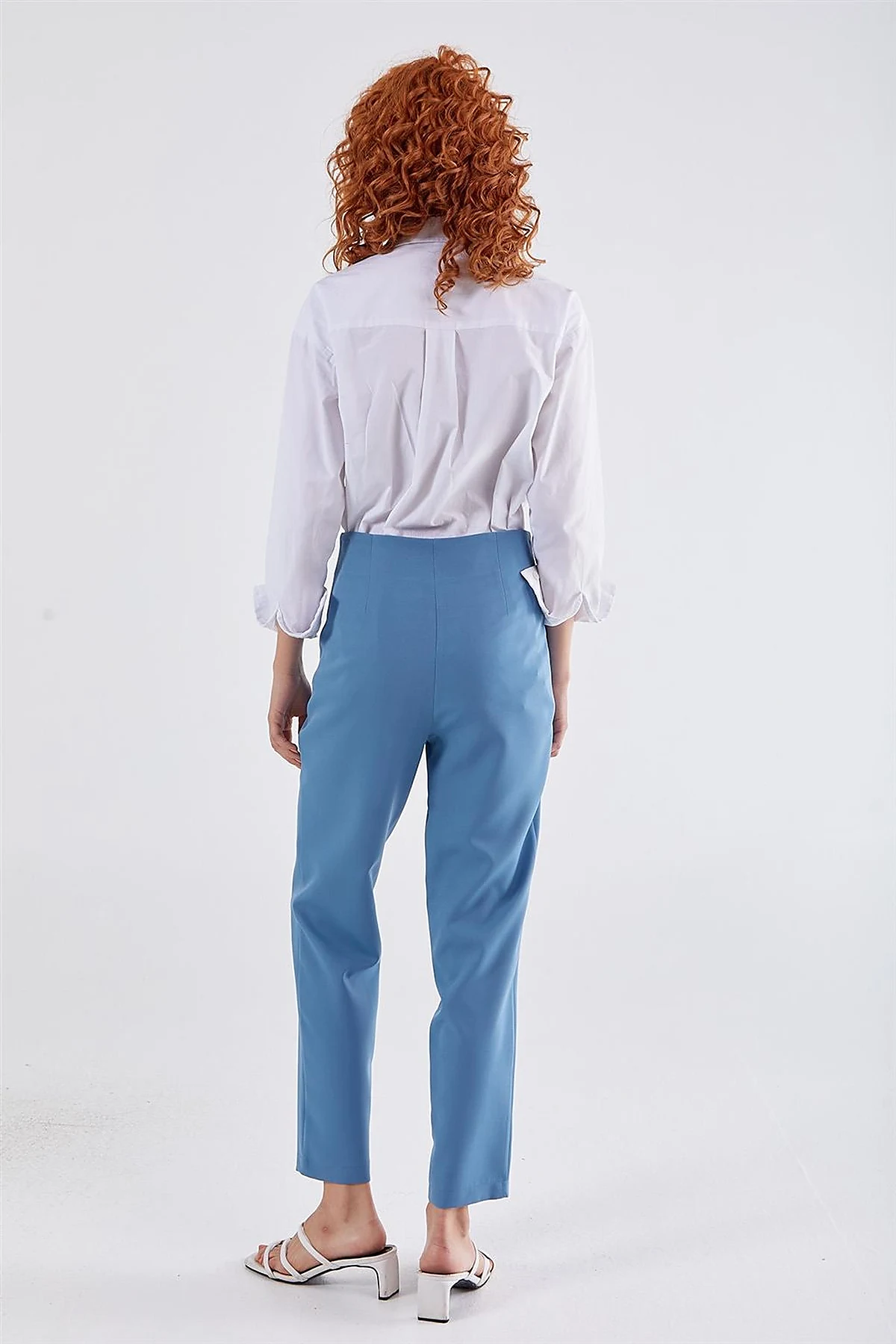 High Waist Slim Fit Pants Blue