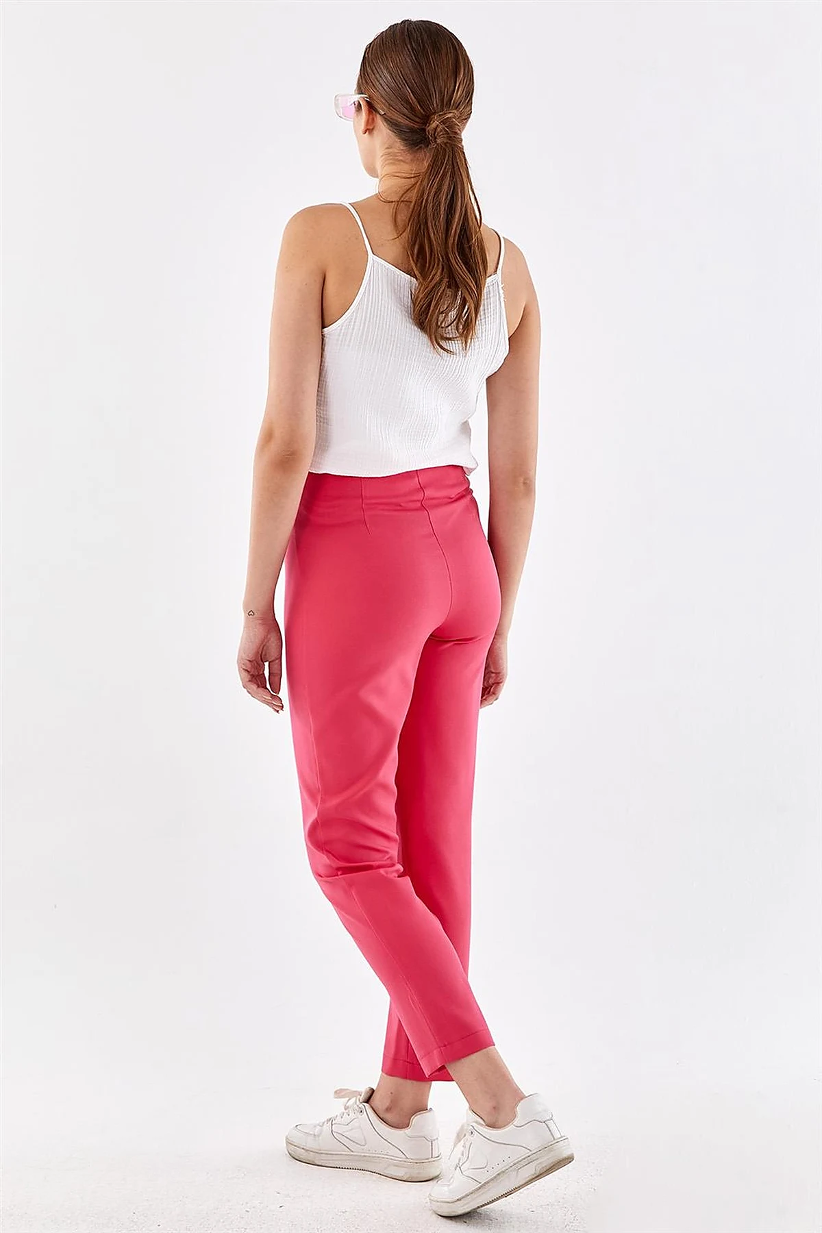 High Waist Slim Fit Pants Fuchsia 