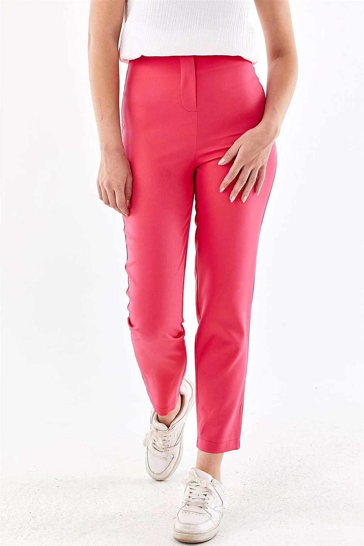 High Waist Slim Fit Pants Fuchsia 