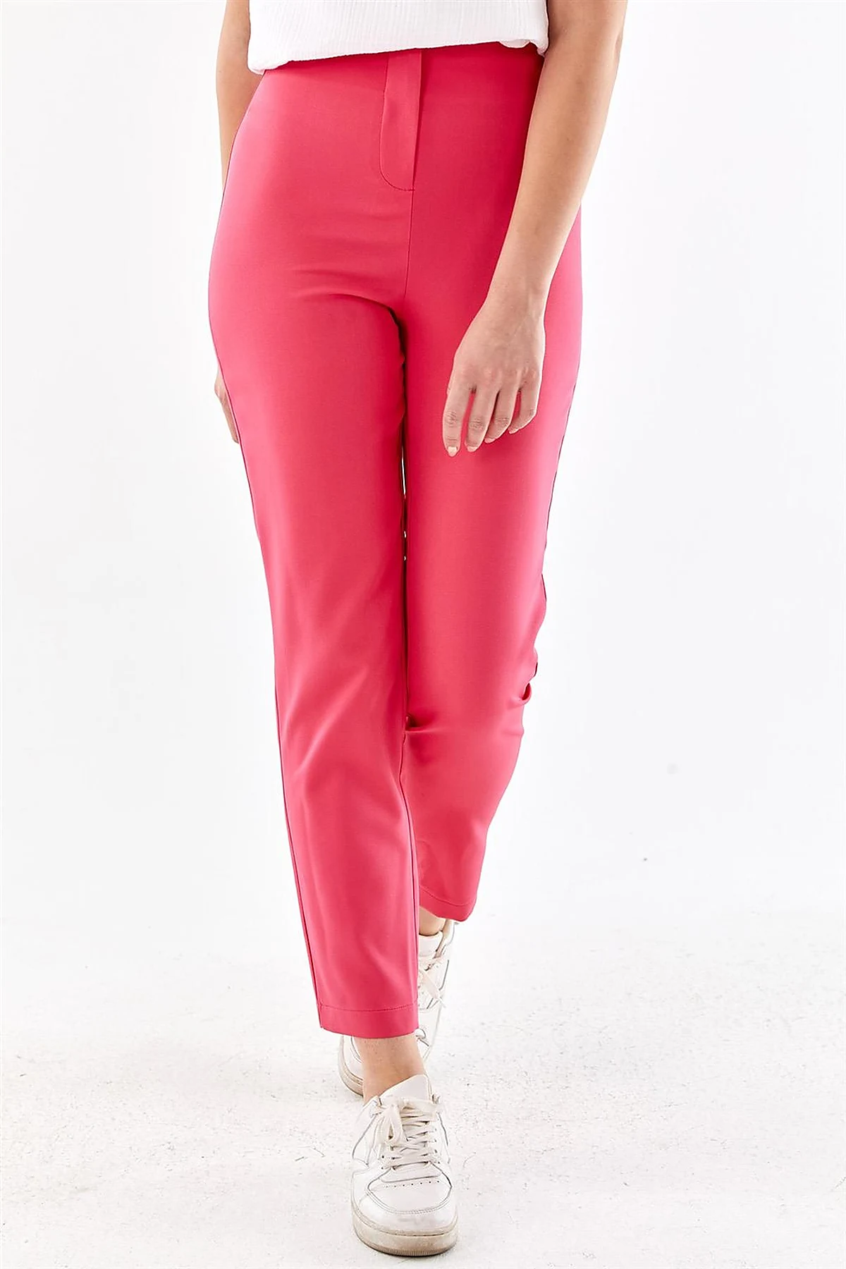 High Waist Slim Fit Pants Fuchsia 