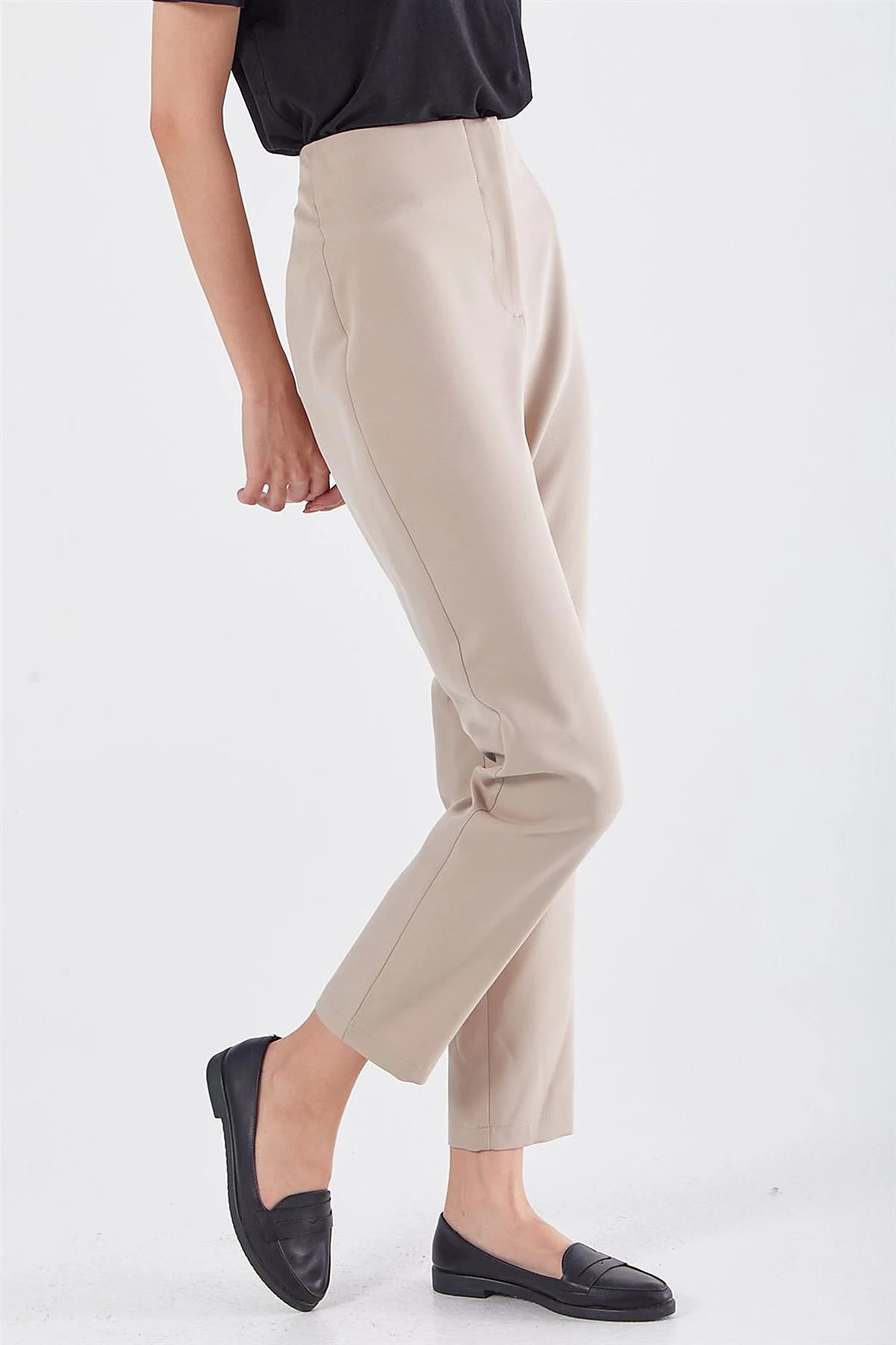 High Waist Slim Fit Pants Stone