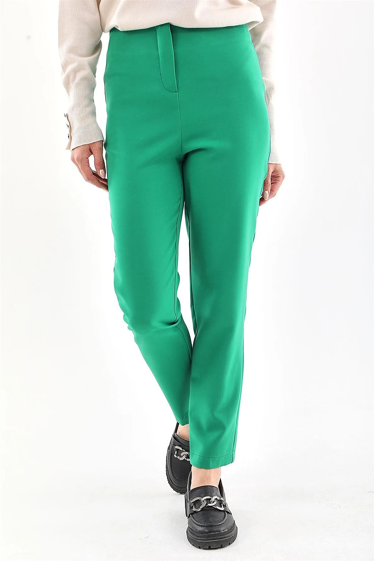 High Waist Slim Fit Pants Green 