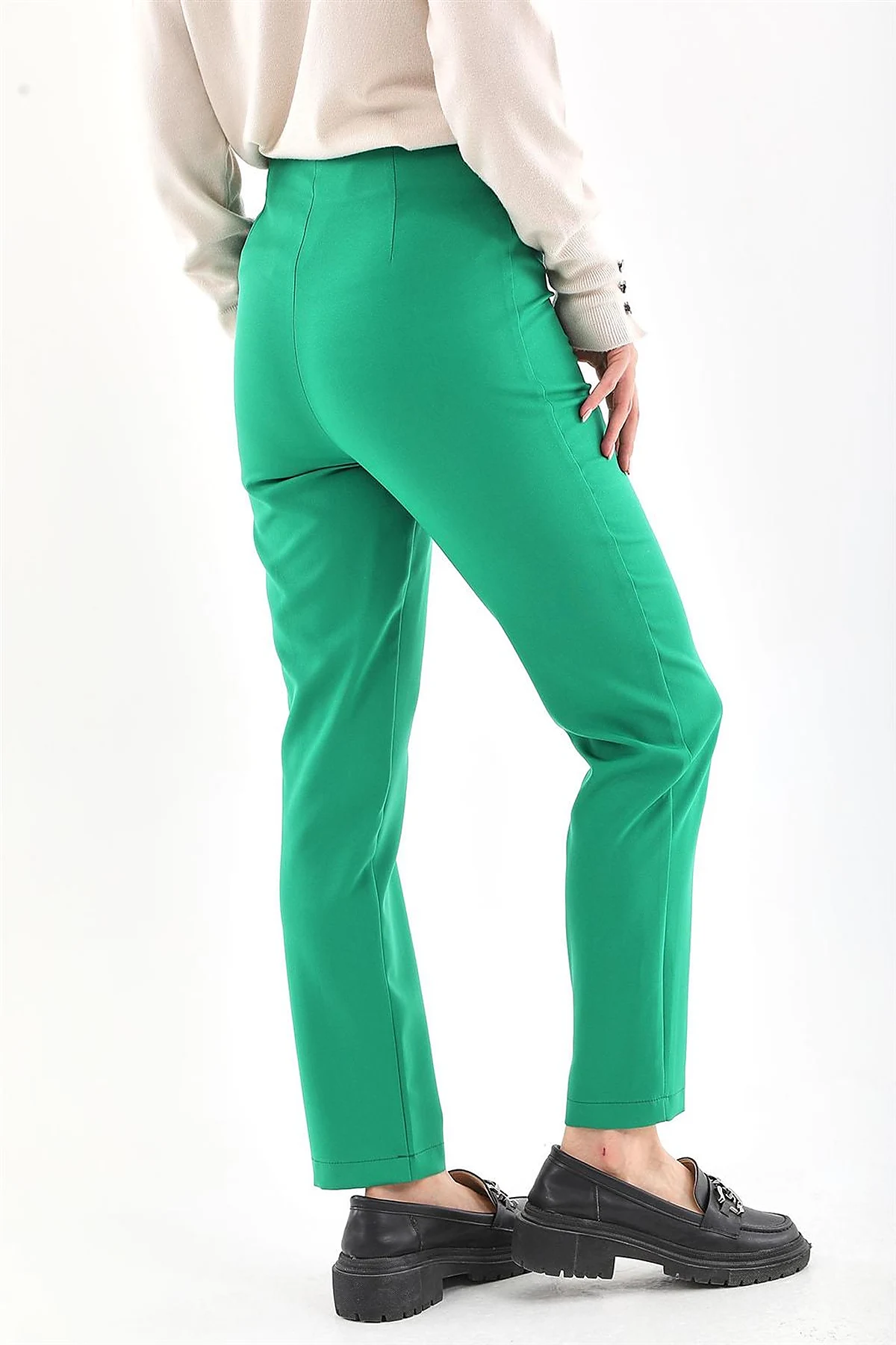 High Waist Slim Fit Pants Green 