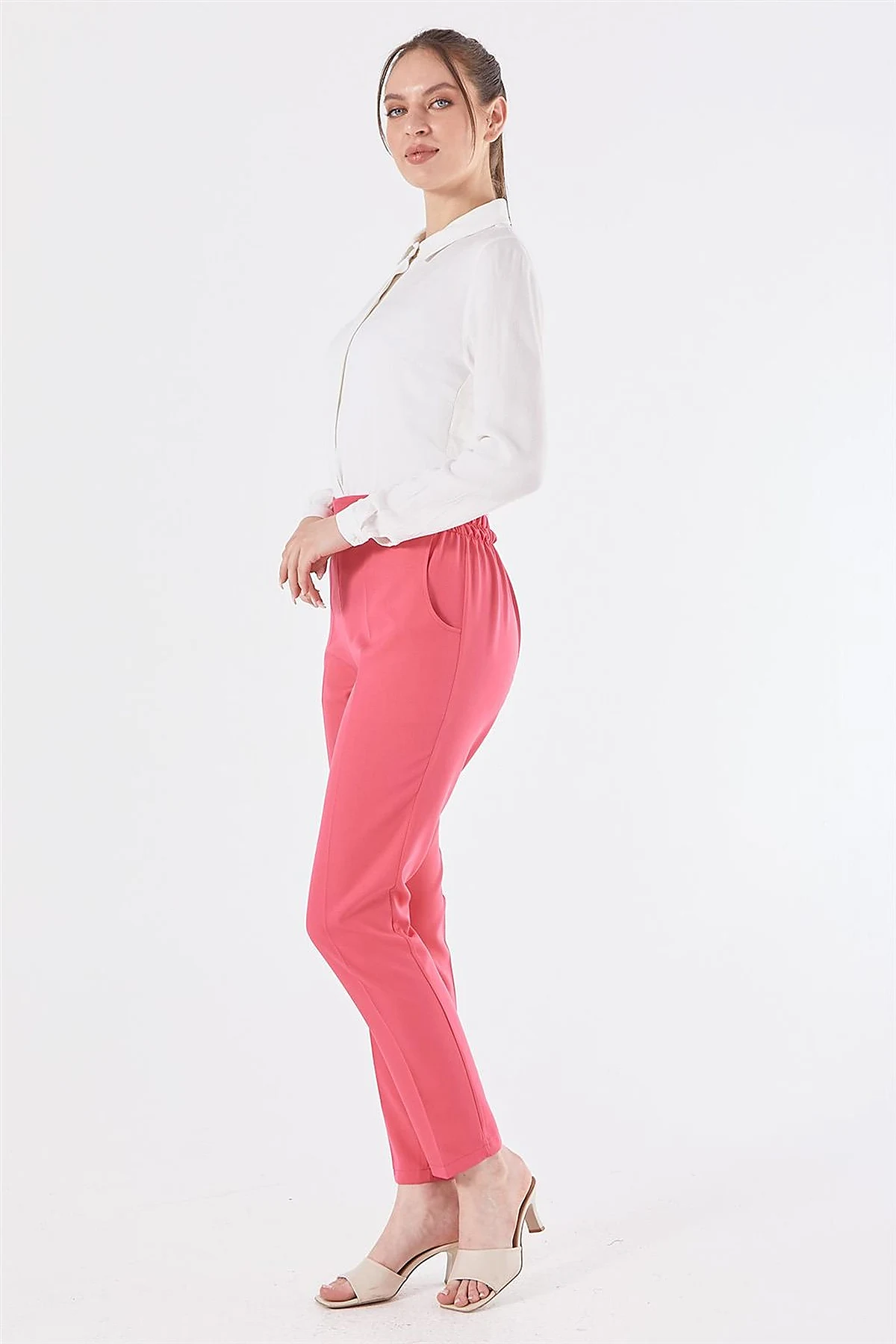 Pocketed Cigarette Pants Fuchsia 
