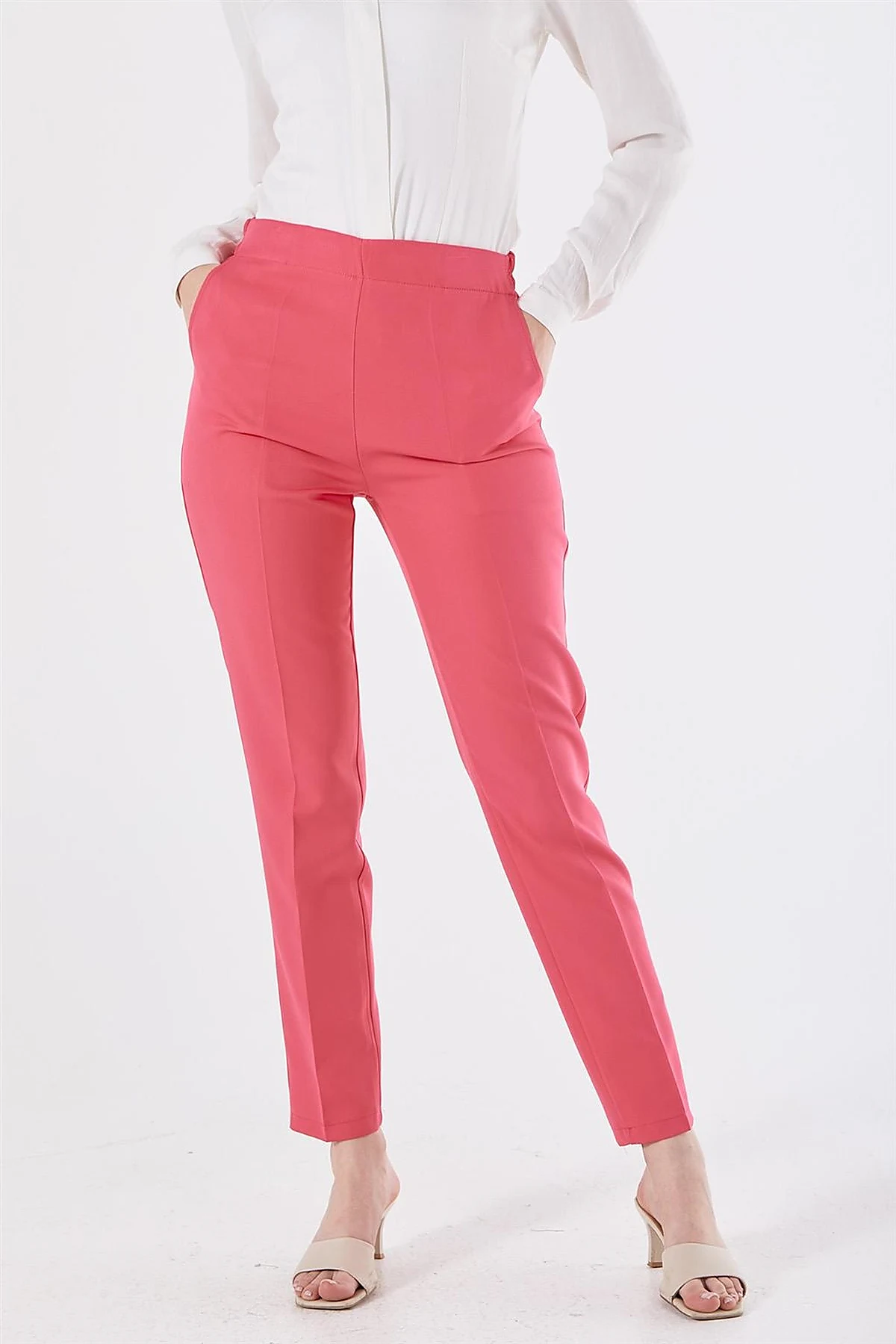 Pocketed Cigarette Pants Fuchsia 