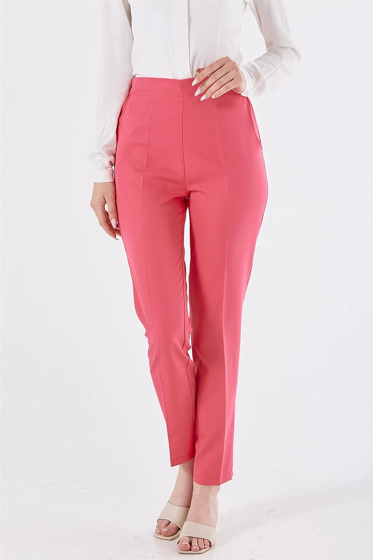 Pocketed Cigarette Pants Fuchsia 