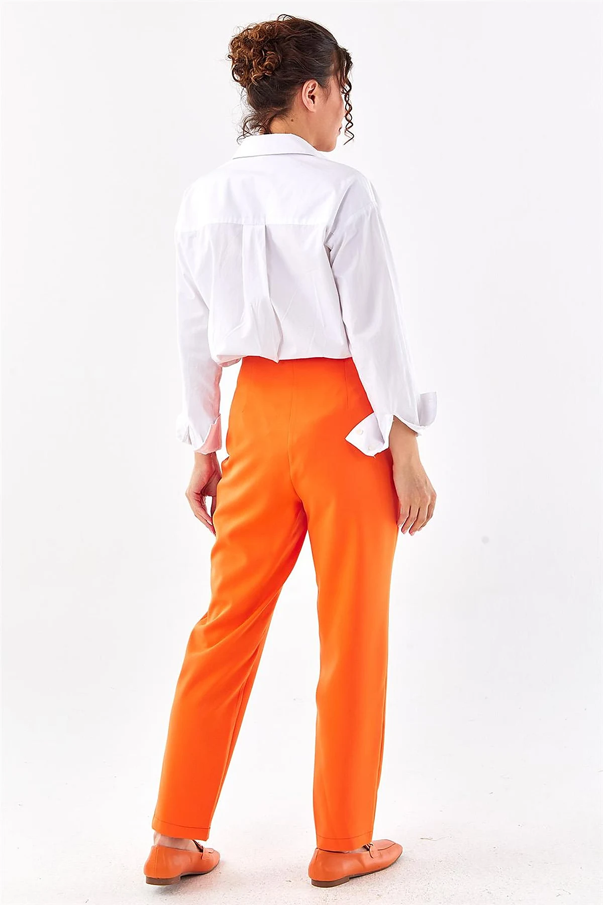 High Waist Slim Fit Pants Orange 
