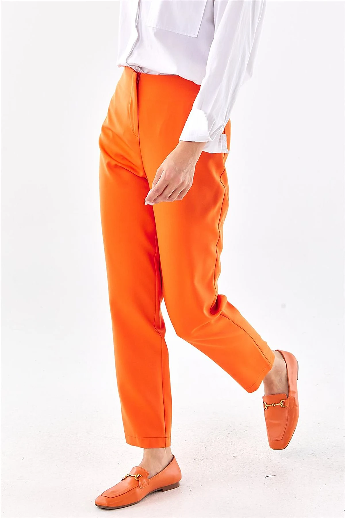 High Waist Slim Fit Pants Orange 