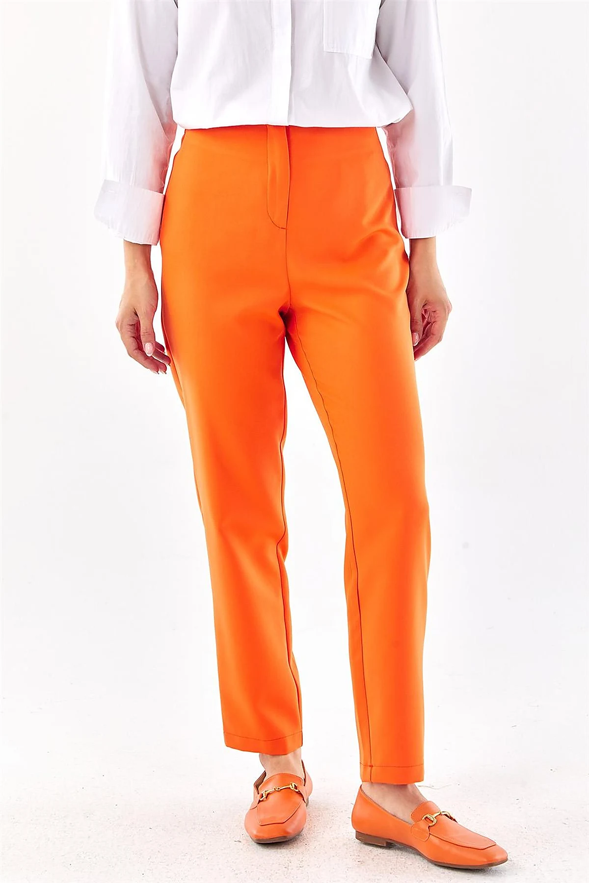 High Waist Slim Fit Pants Orange 