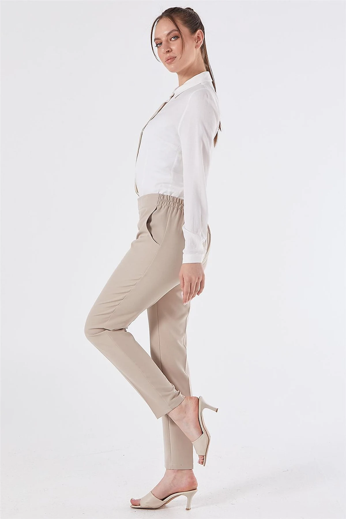 Pocketed Cigarette Pants Stone
