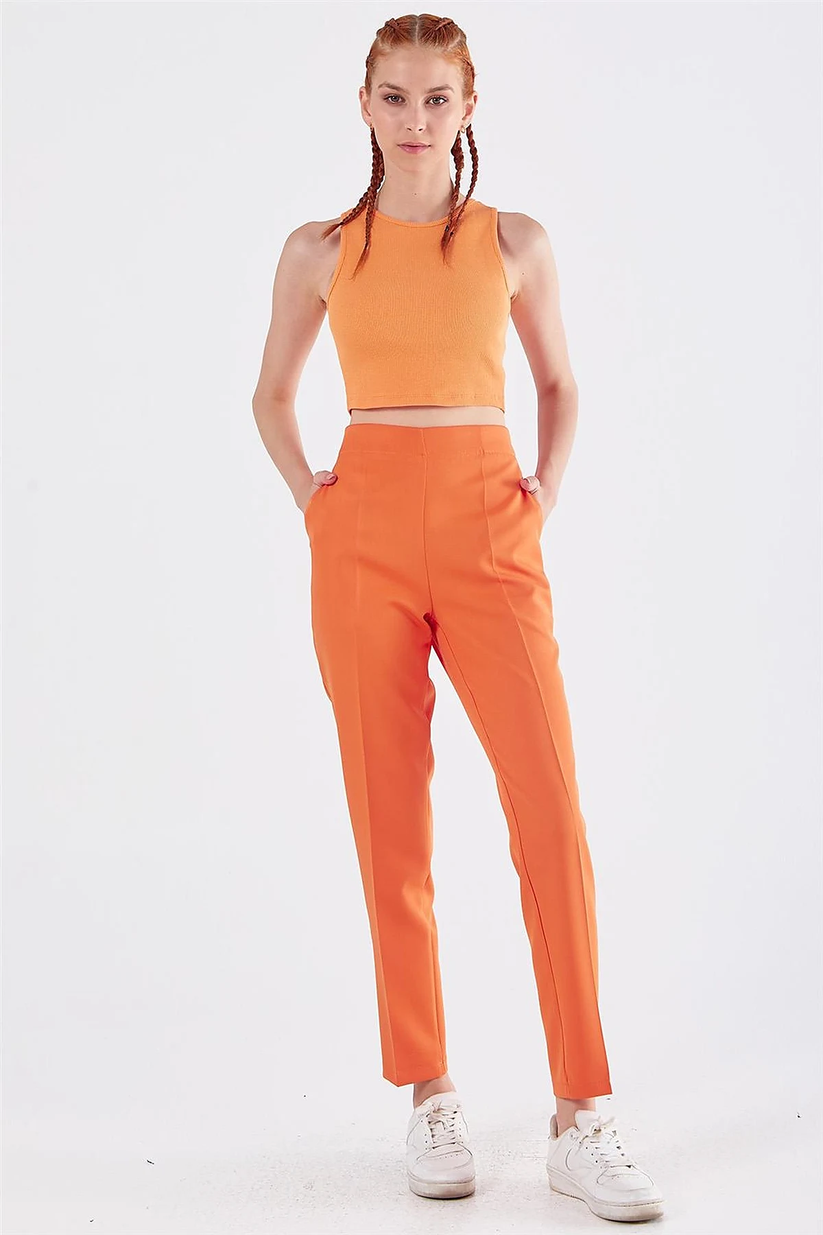Pocketed Cigarette Pants Orange 