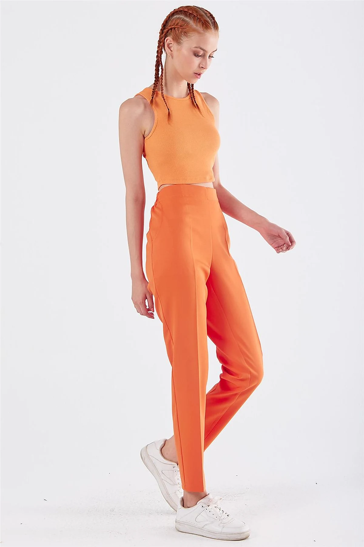 Pocketed Cigarette Pants Orange 