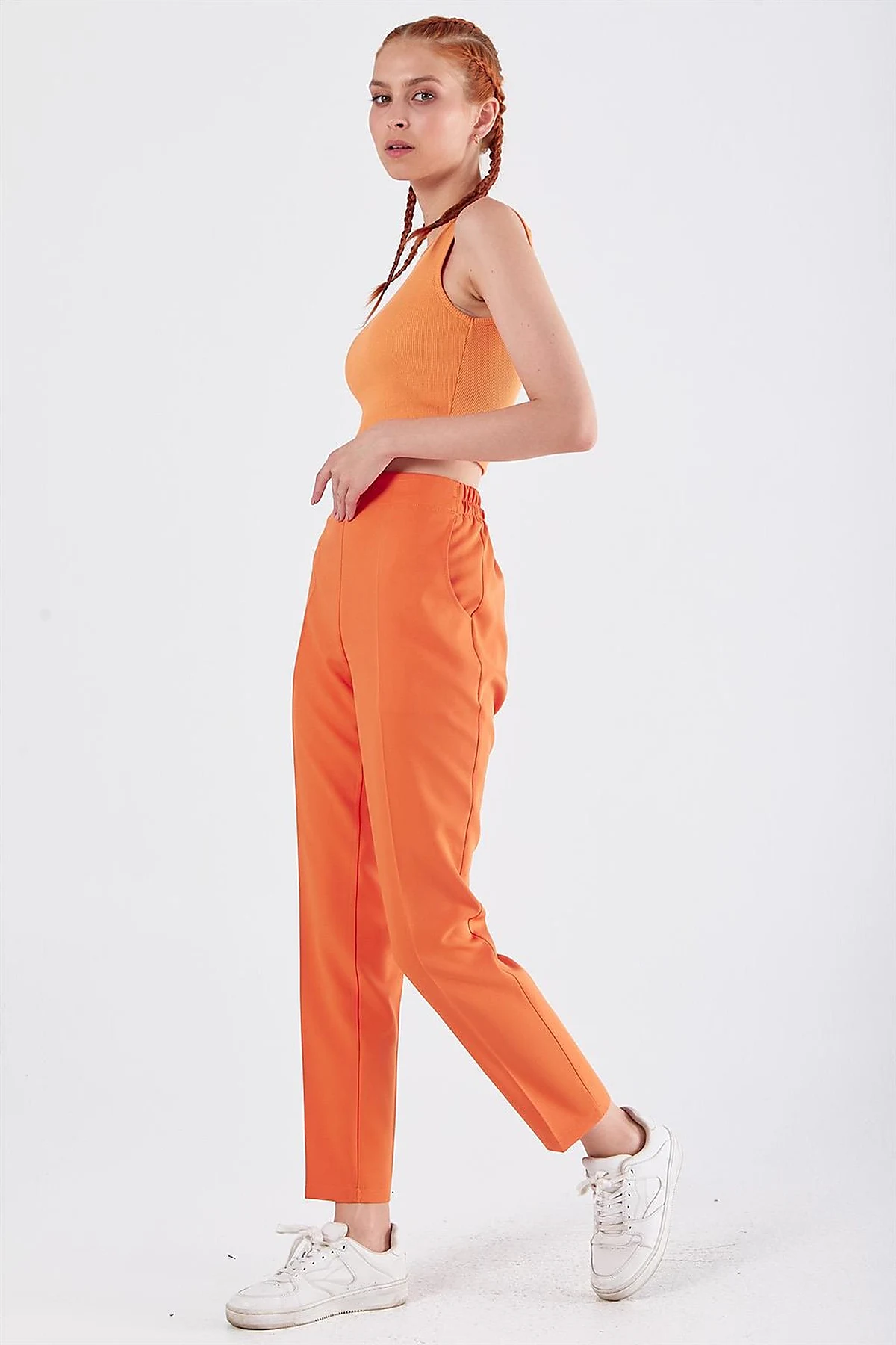 Pocketed Cigarette Pants Orange 