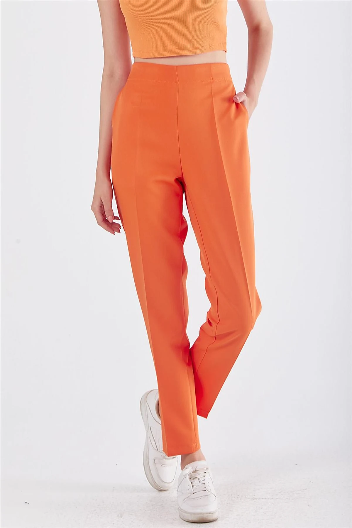 Pocketed Cigarette Pants Orange 