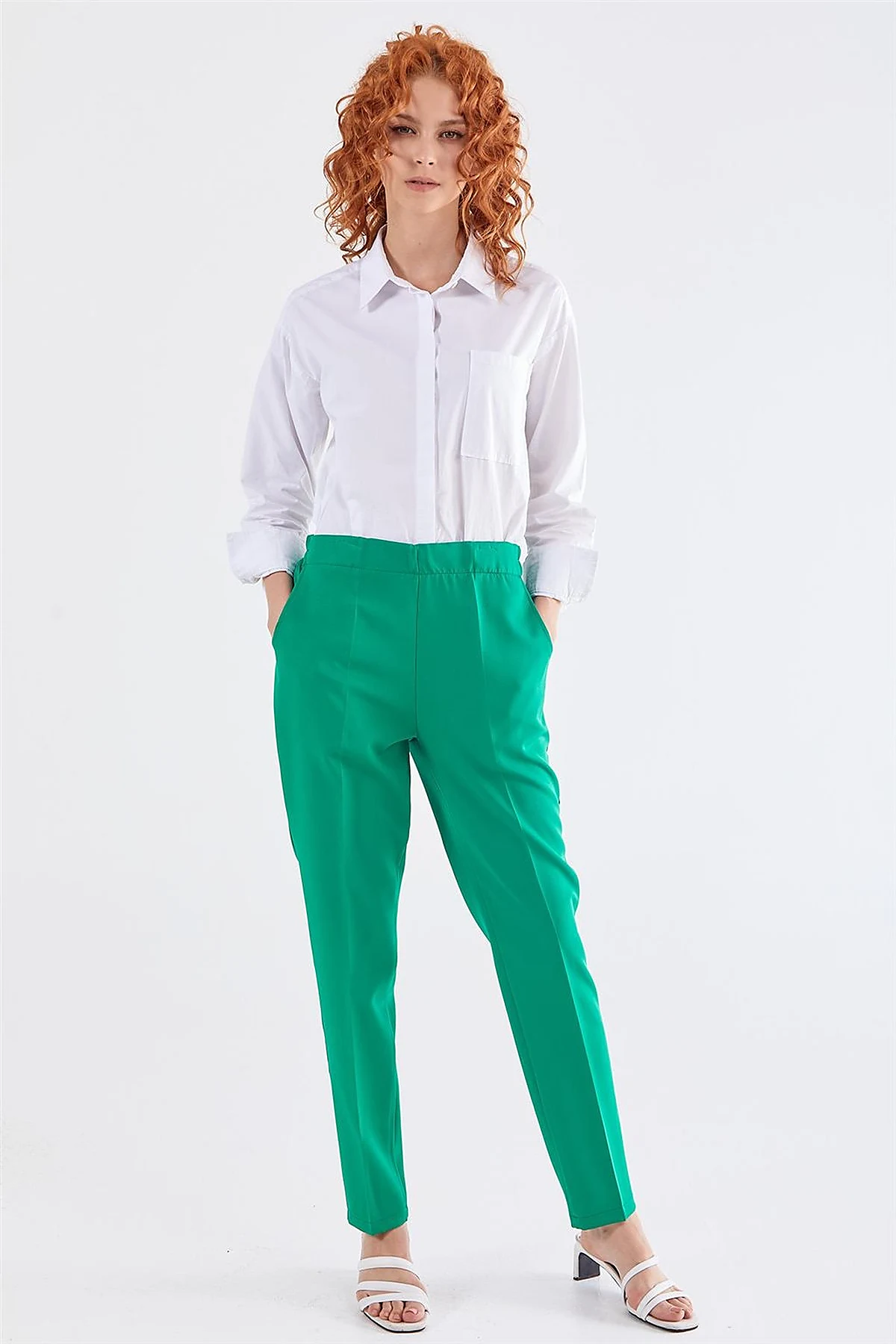 Pocketed Cigarette Pants Green 