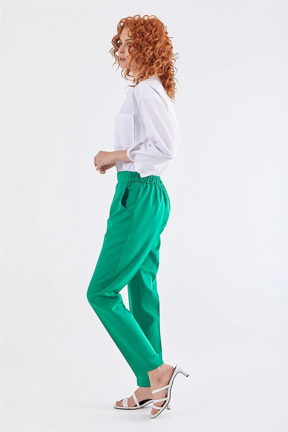 Pocketed Cigarette Pants Green 