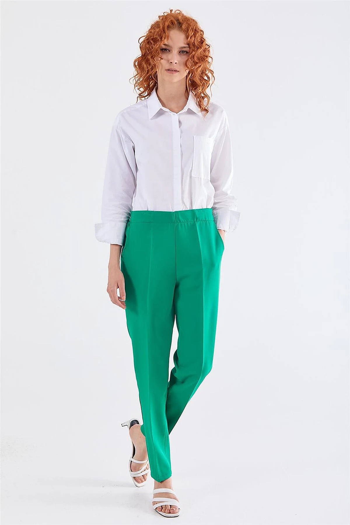 Pocketed Cigarette Pants Green 