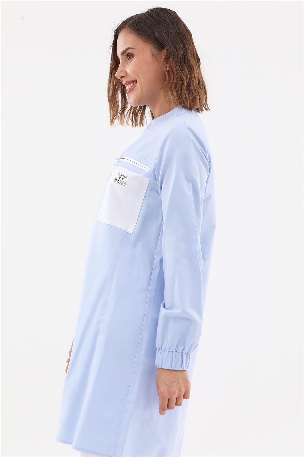 Fermuar Detaylı Sweatshirt Mavi