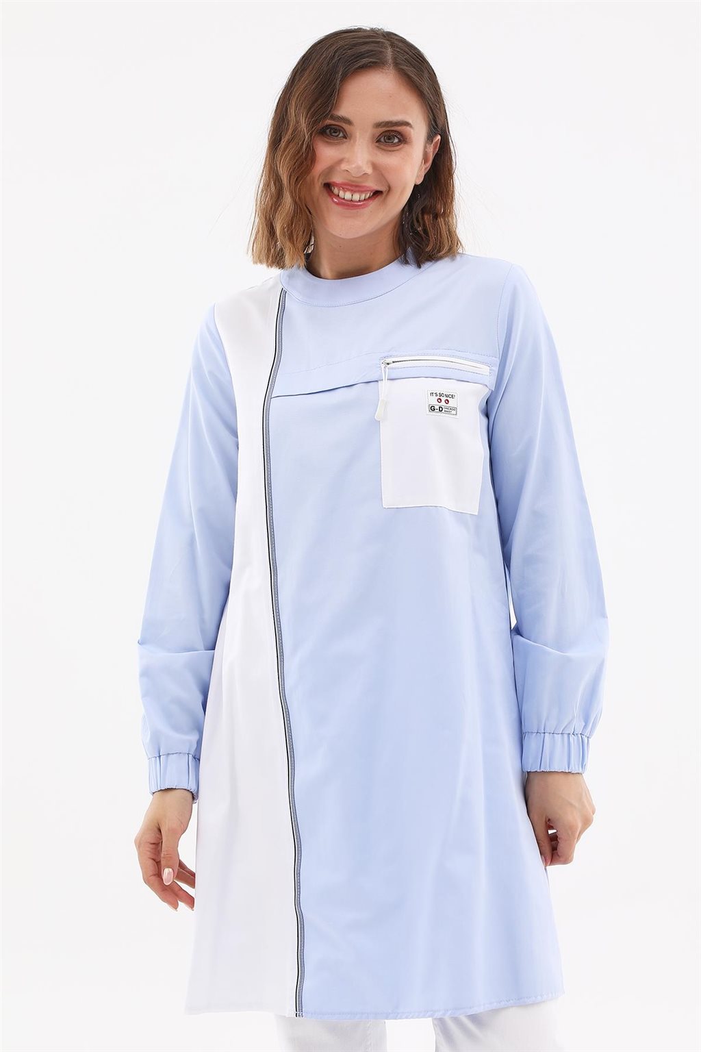 Fermuar Detaylı Sweatshirt Mavi