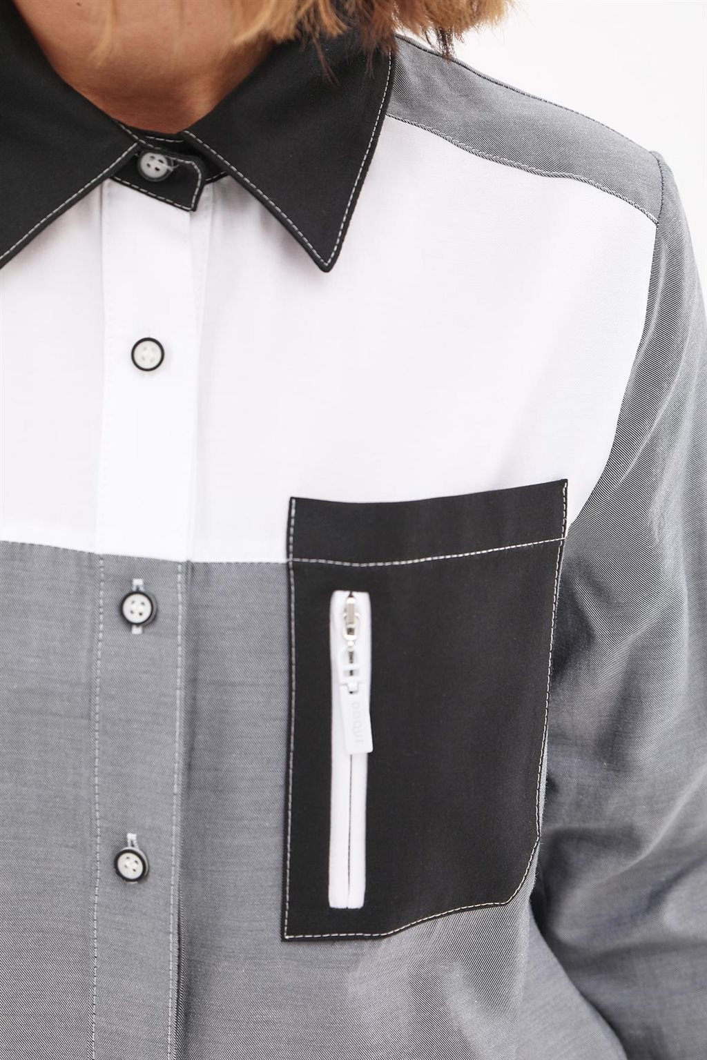 Zipper-Detail Tunic Gray 
