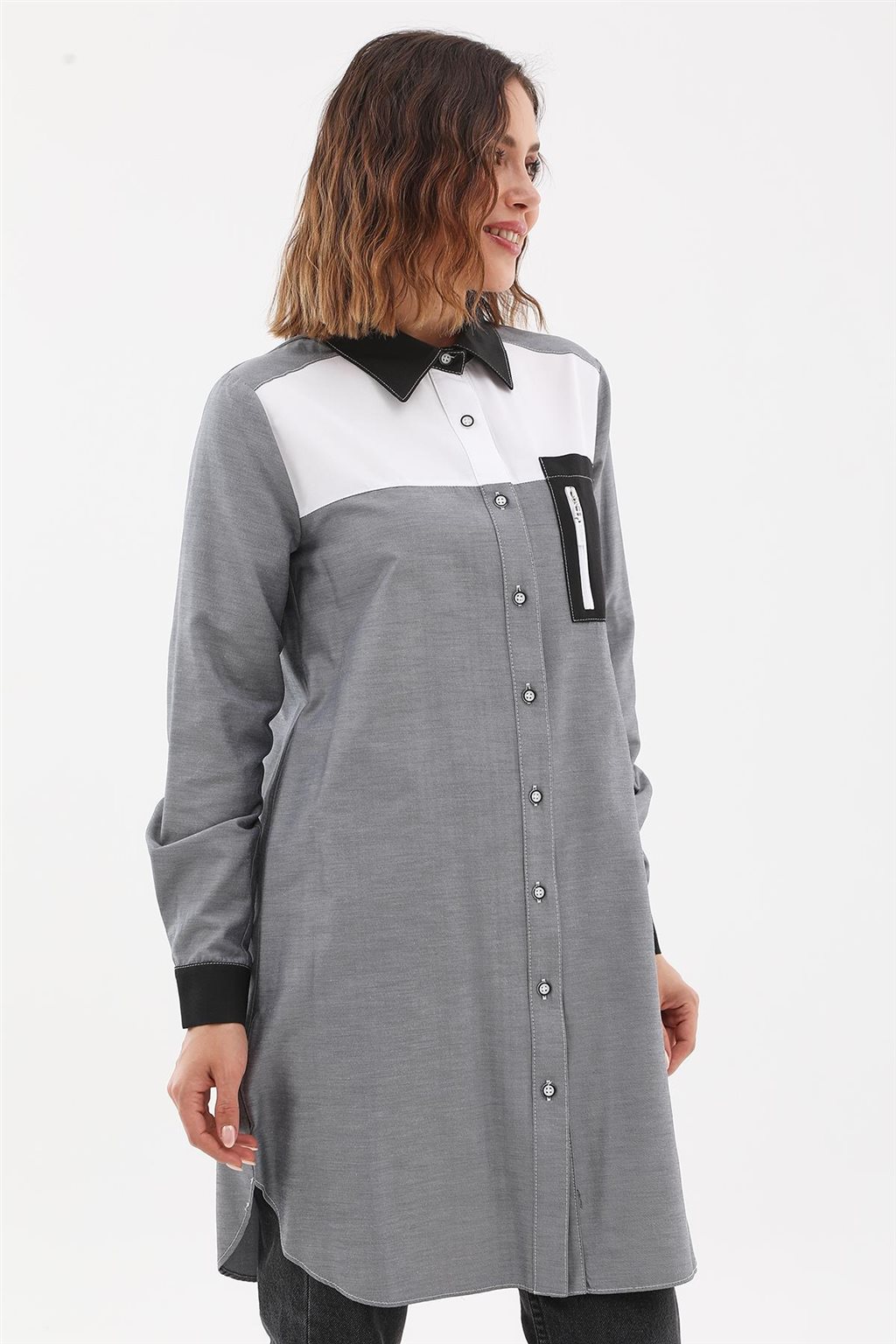 Zipper-Detail Tunic Gray 