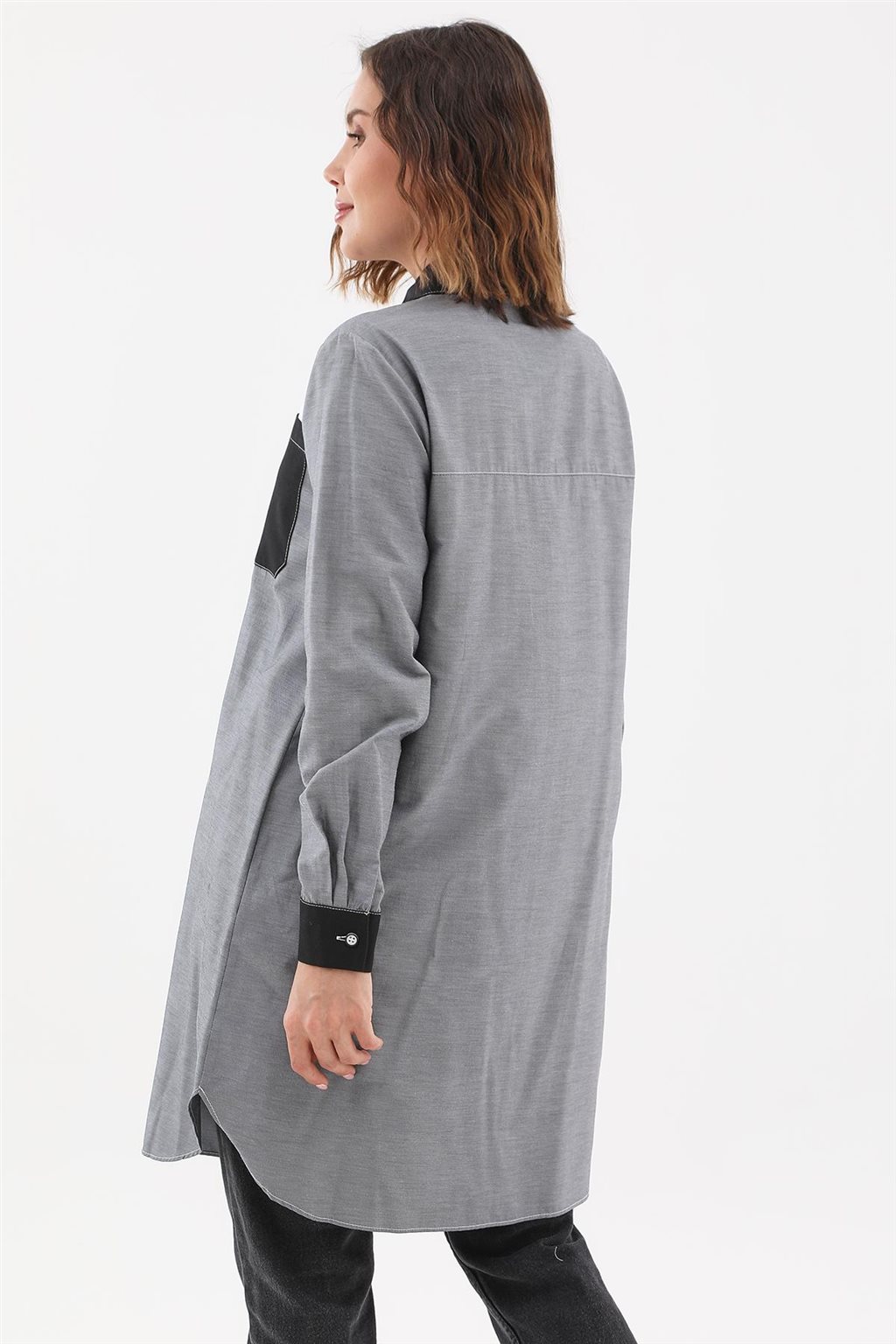 Zipper-Detail Tunic Gray 