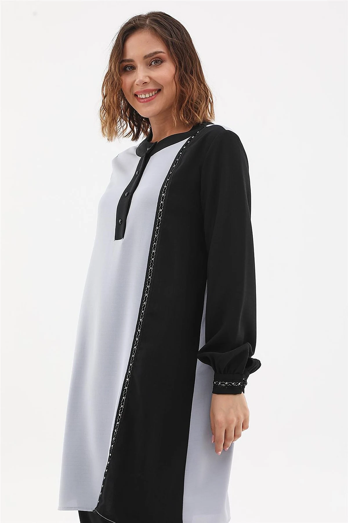 Embroidered Elegant Tunic Gray 