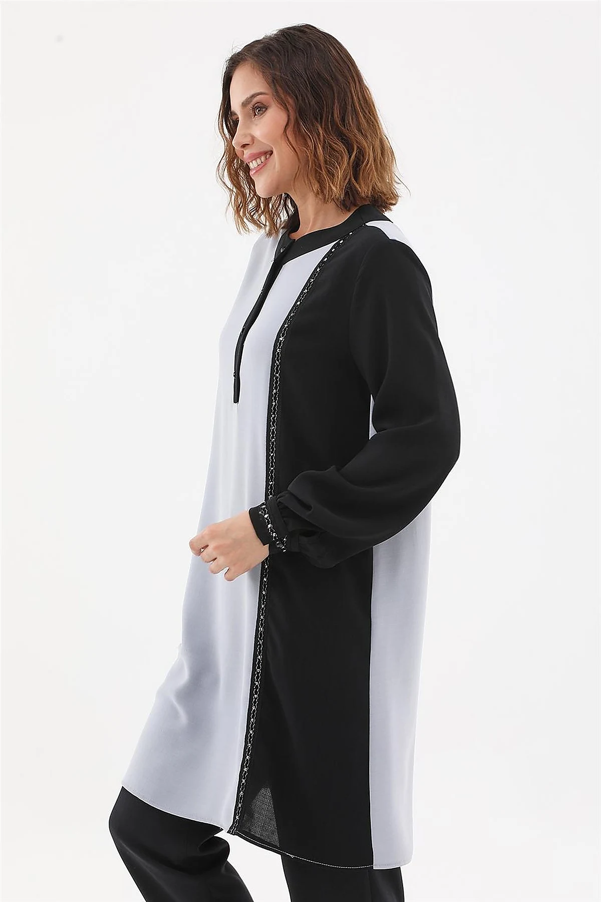Embroidered Elegant Tunic Gray 