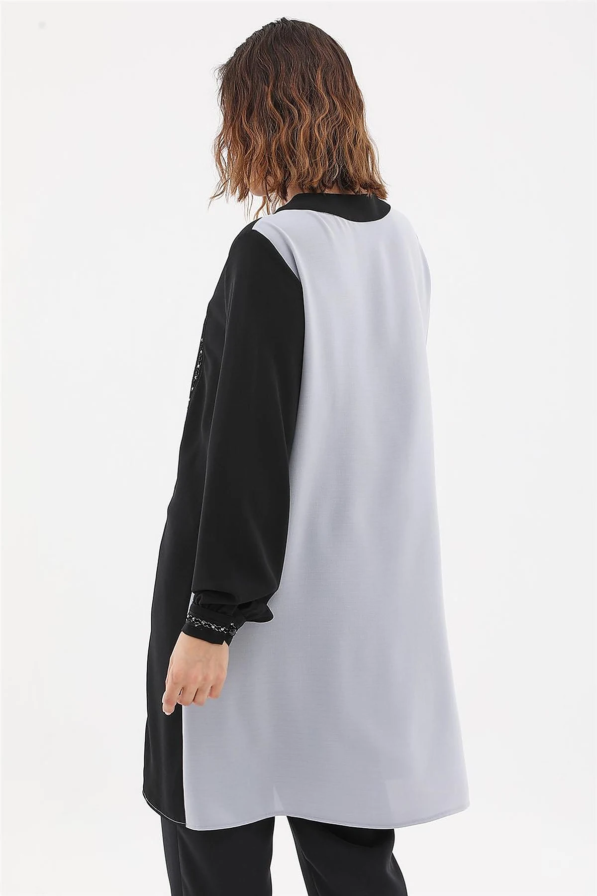 Embroidered Elegant Tunic Gray 