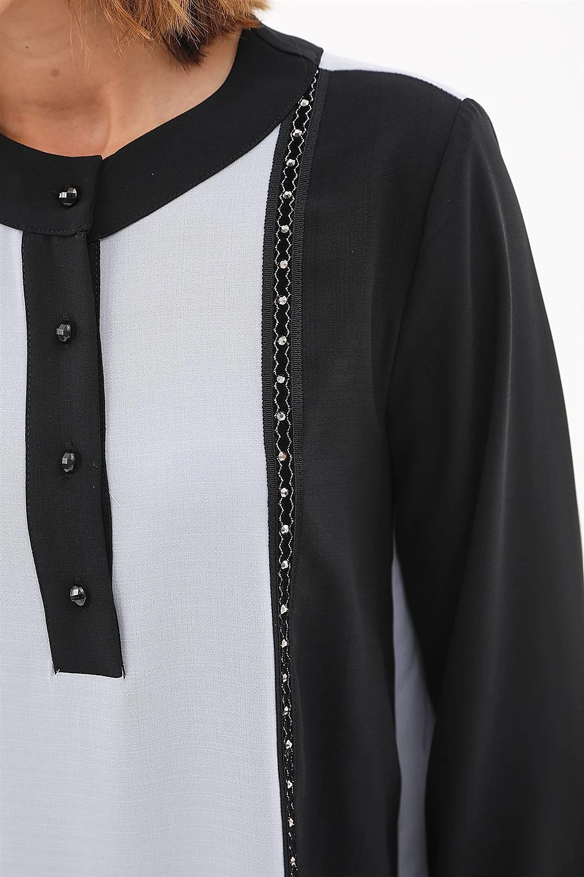 Embroidered Elegant Tunic Gray 