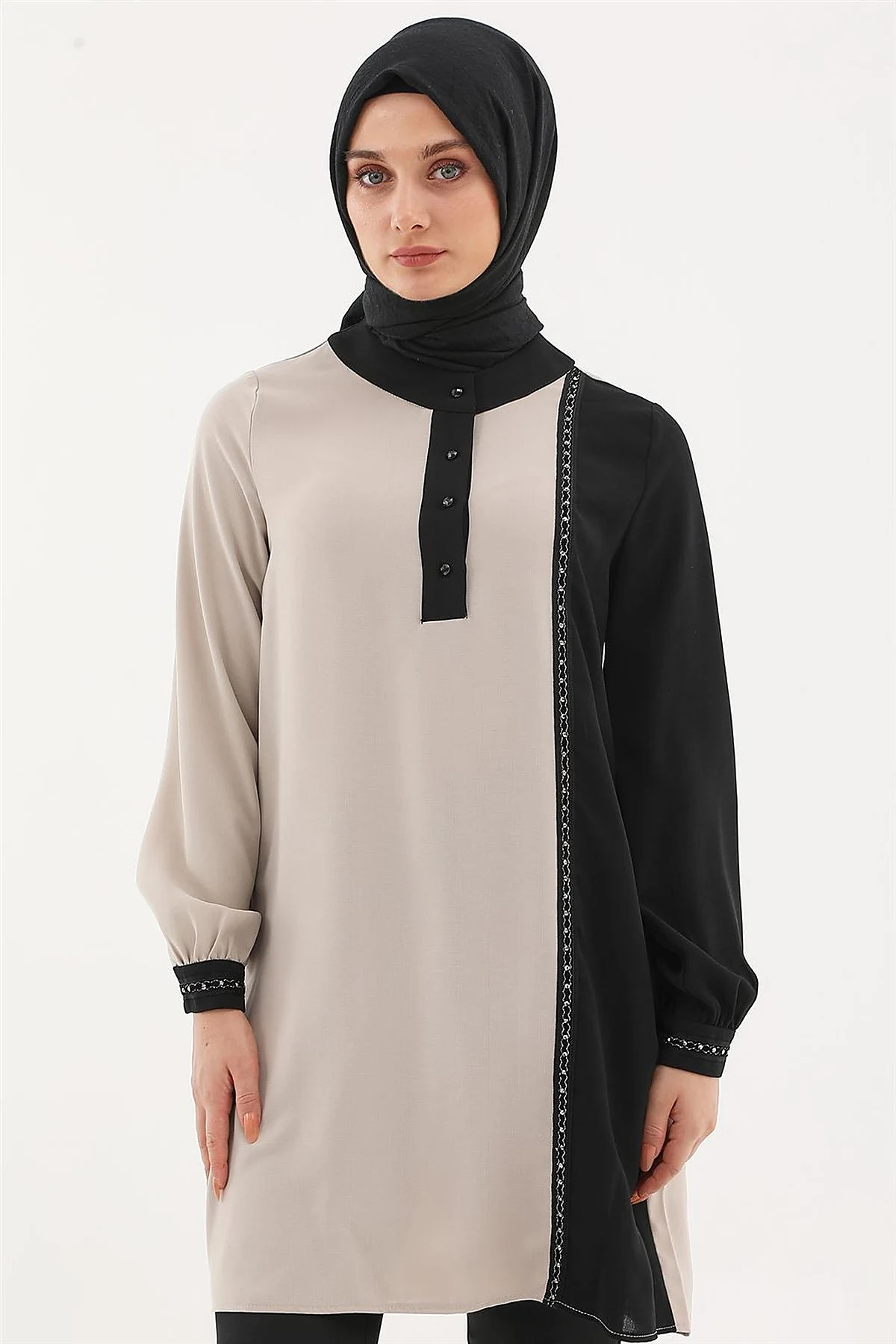 Embroidered Elegant Tunic Stone 