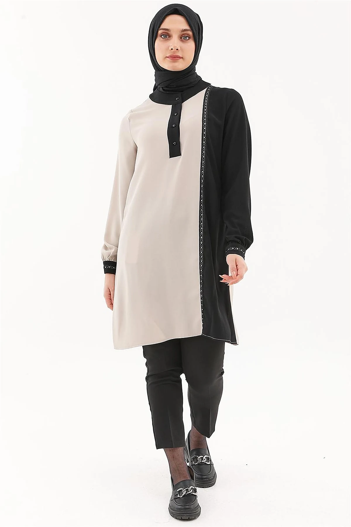 Embroidered Elegant Tunic Stone 