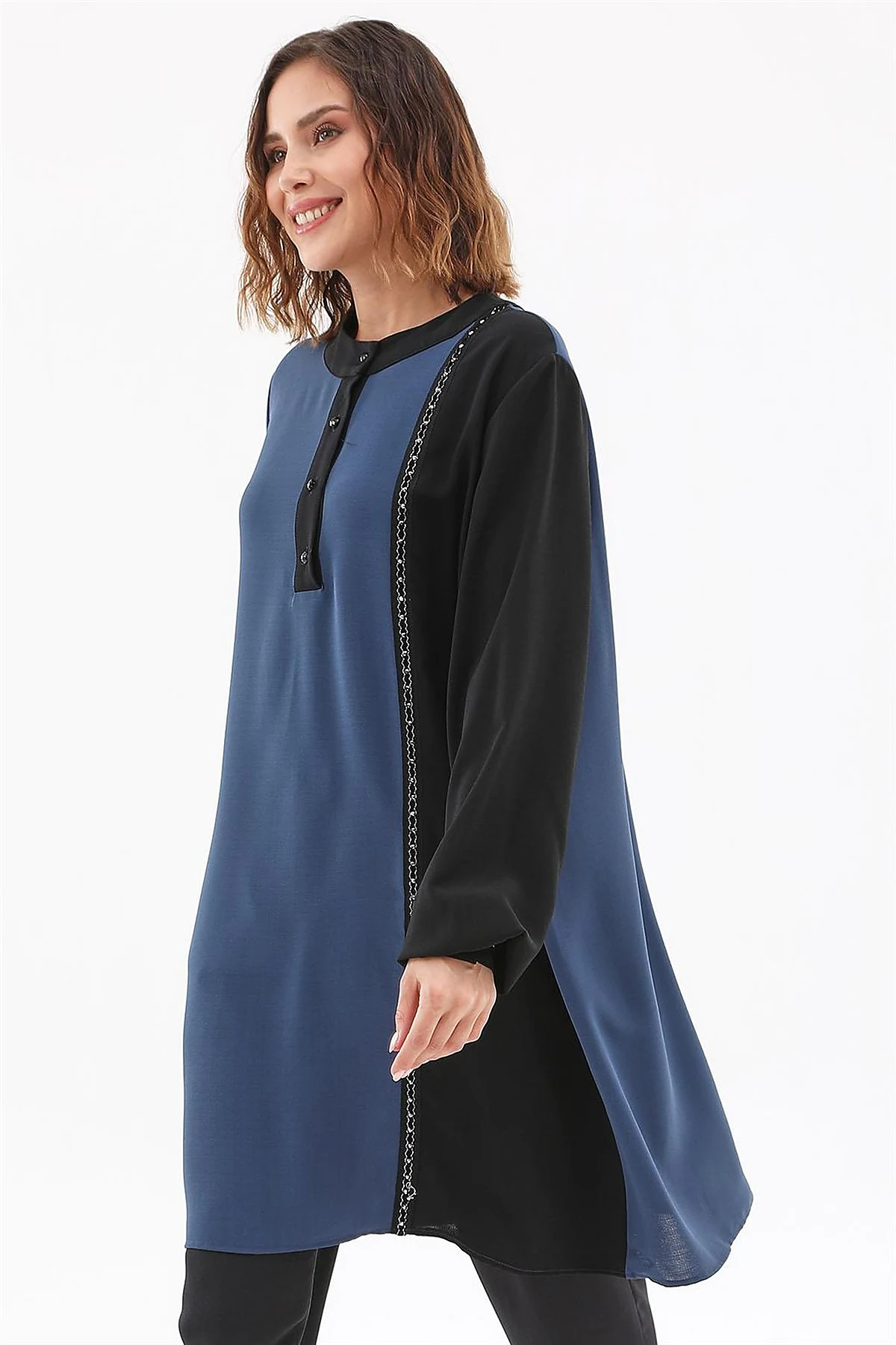 Embroidered Elegant Tunic Indigo