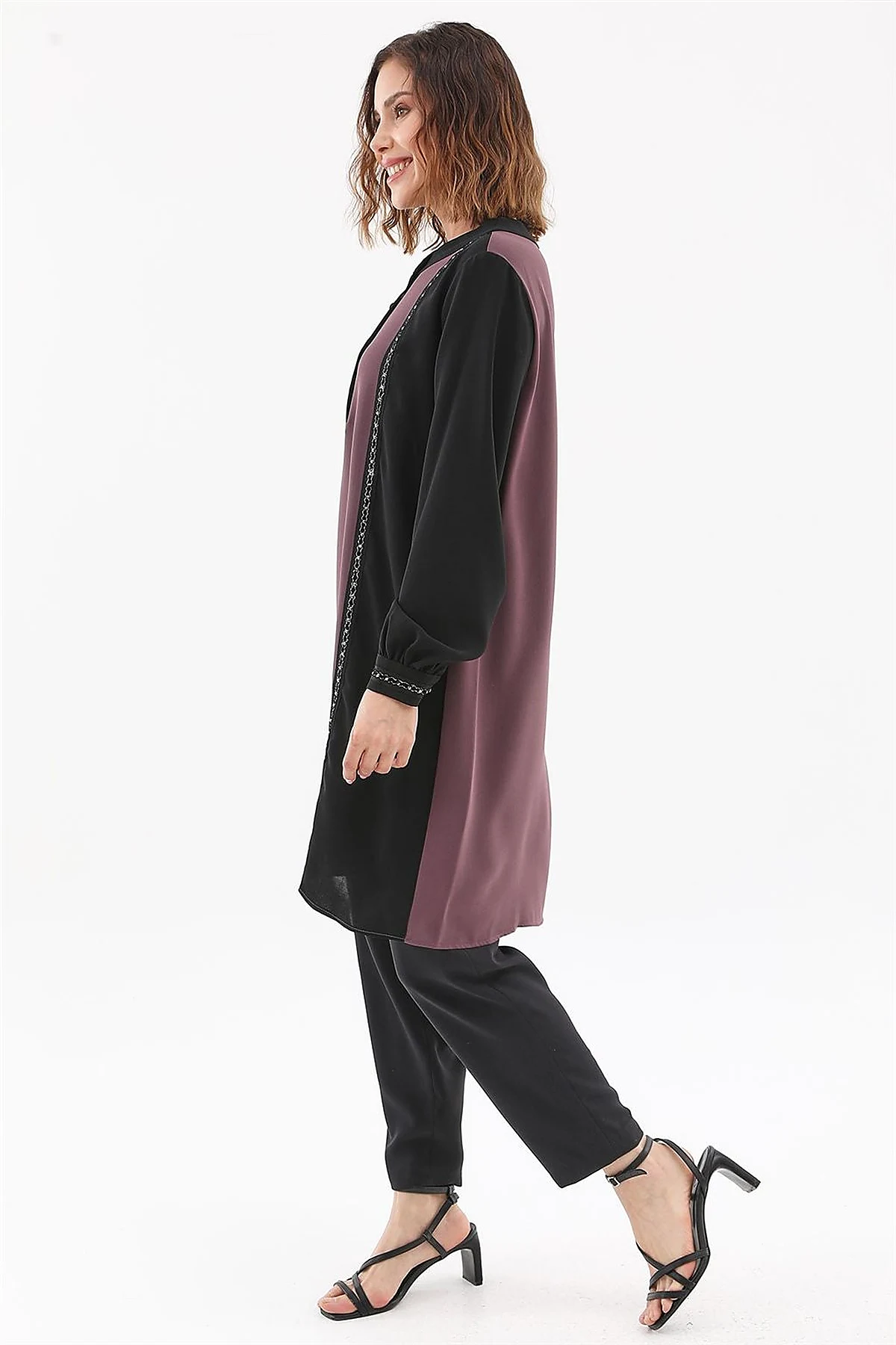 Embroidered Elegant Tunic Aubergine