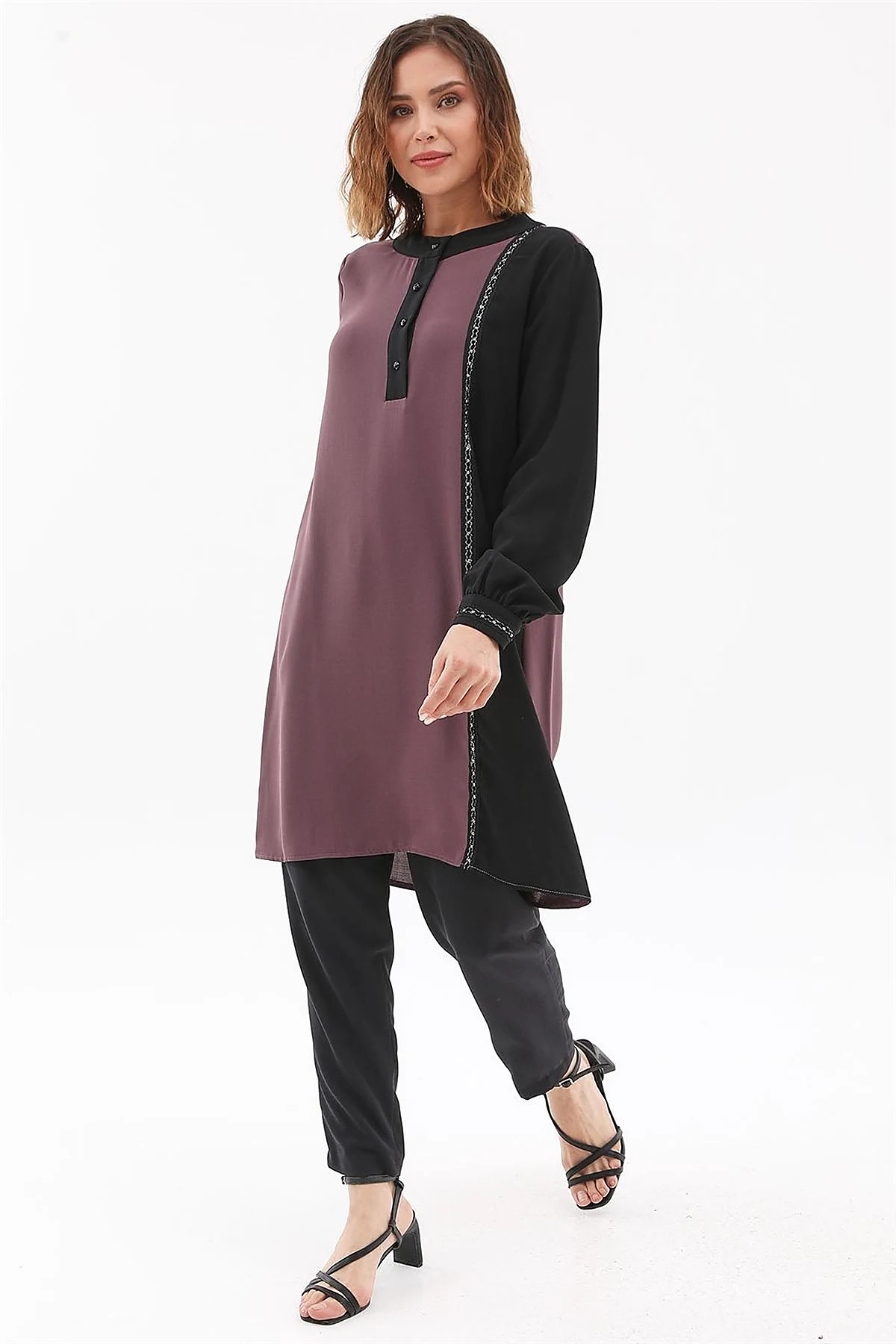 Embroidered Elegant Tunic Aubergine