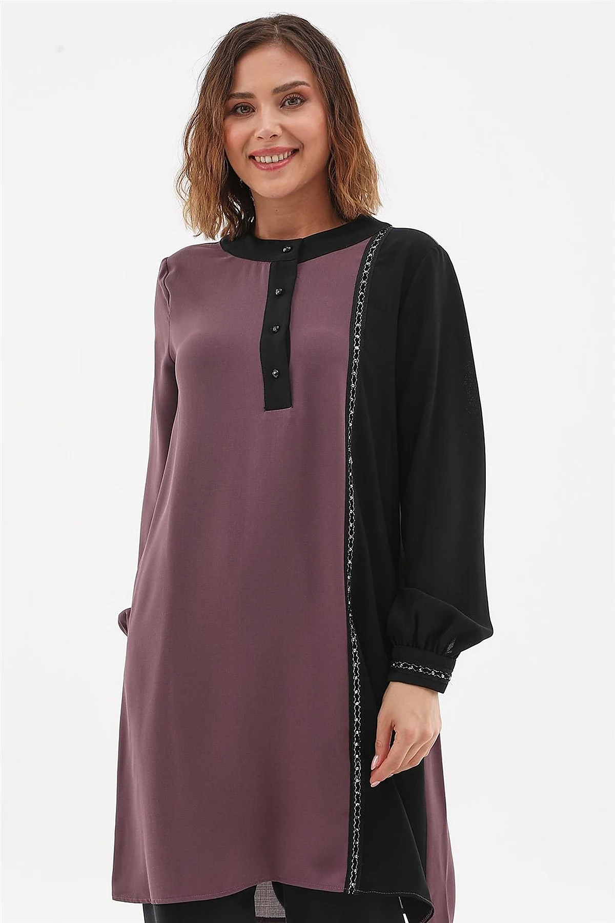 Embroidered Elegant Tunic Aubergine