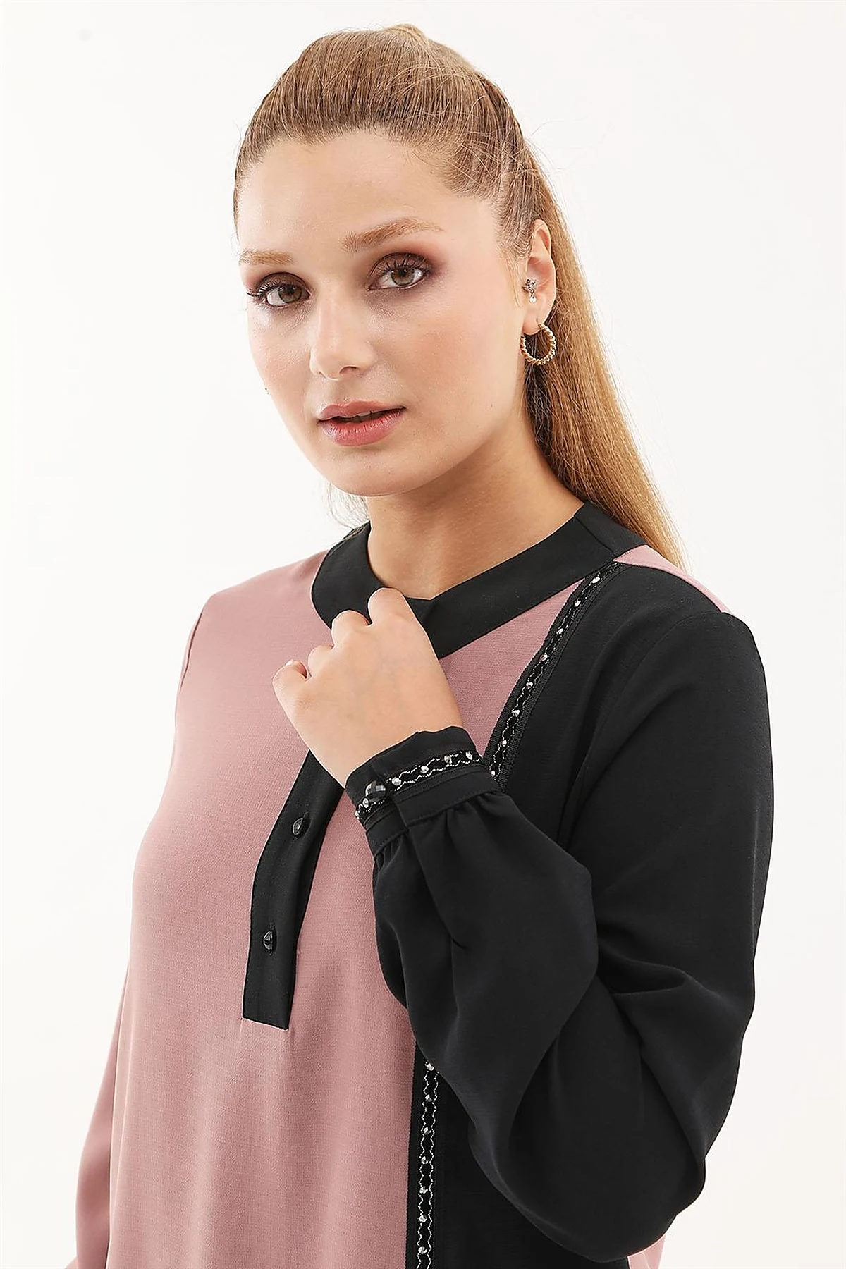 Embroidered Elegant Tunic Powder Pink