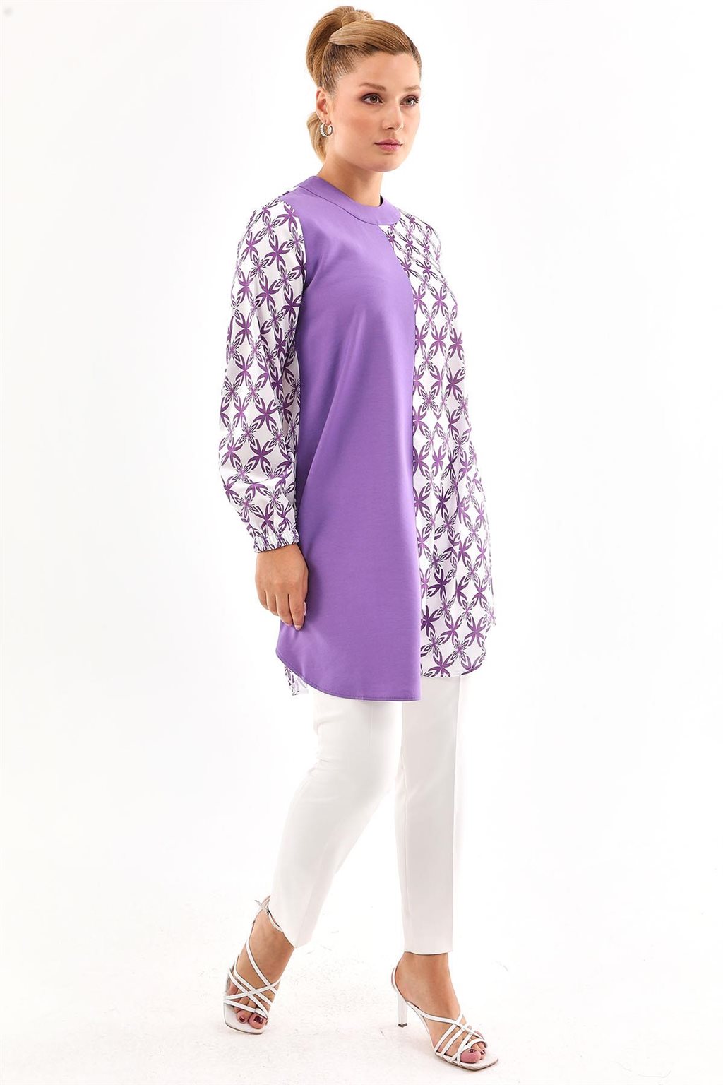 Desenli Tunik Mor