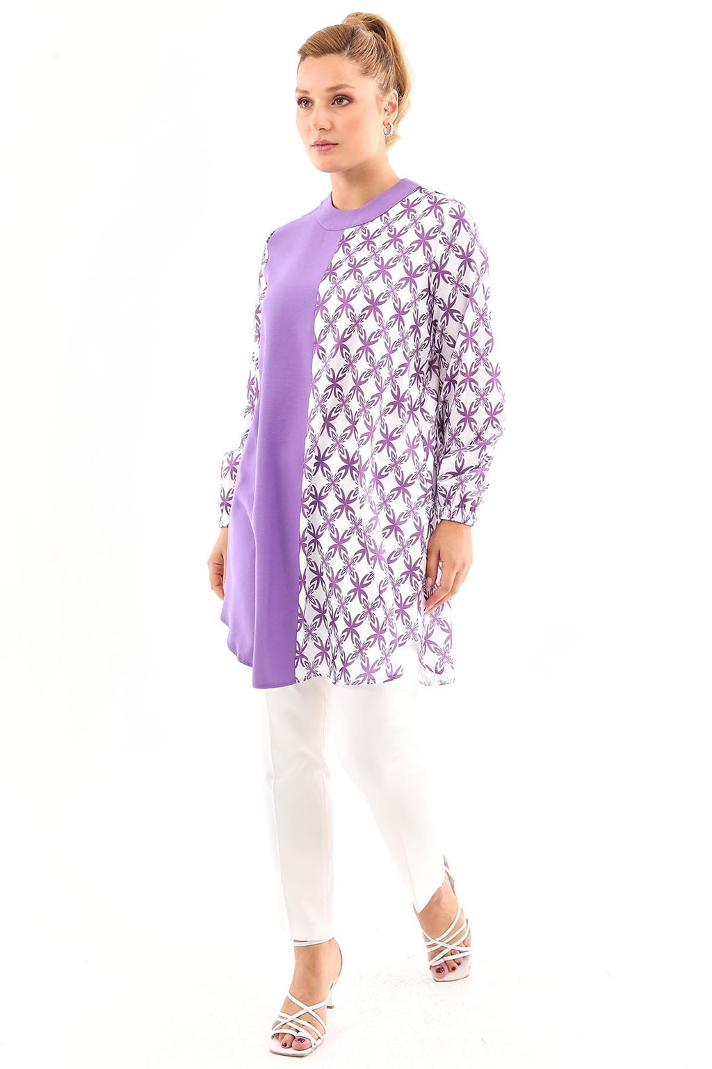Desenli Tunik Mor