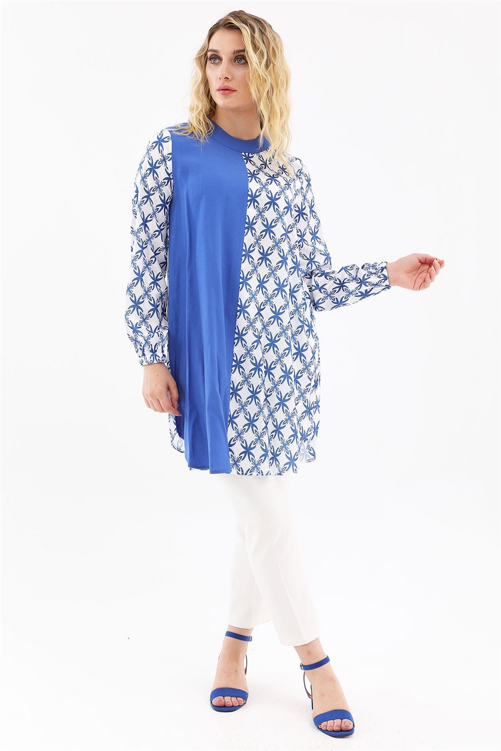 Desenli Tunik Saks