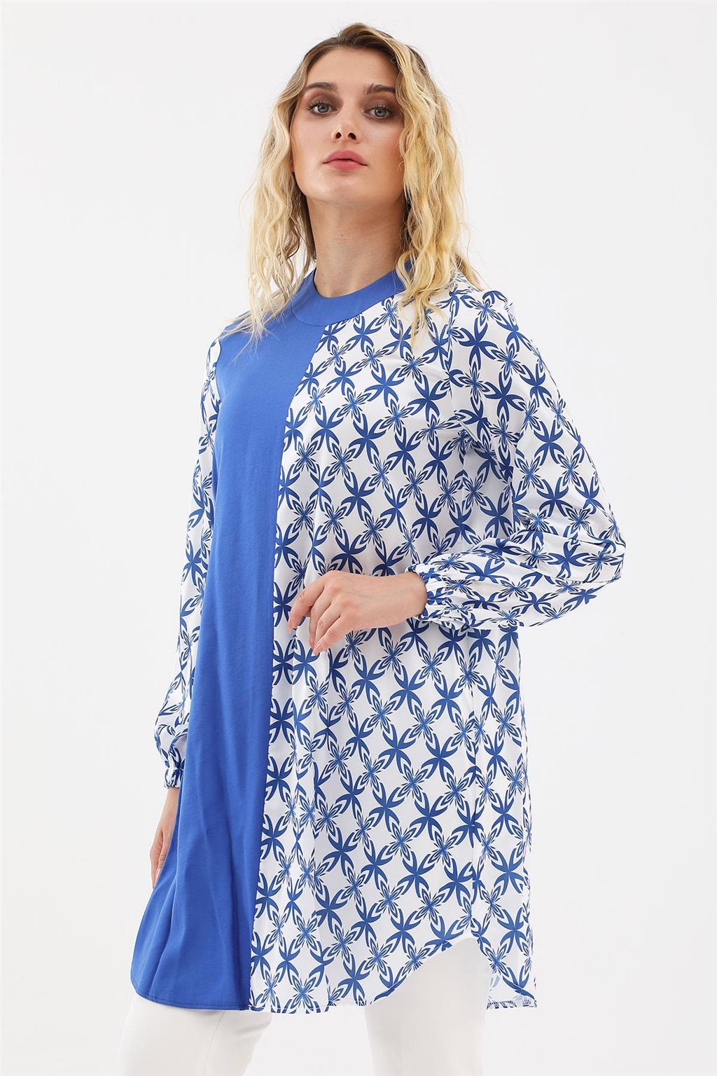Desenli Tunik Saks