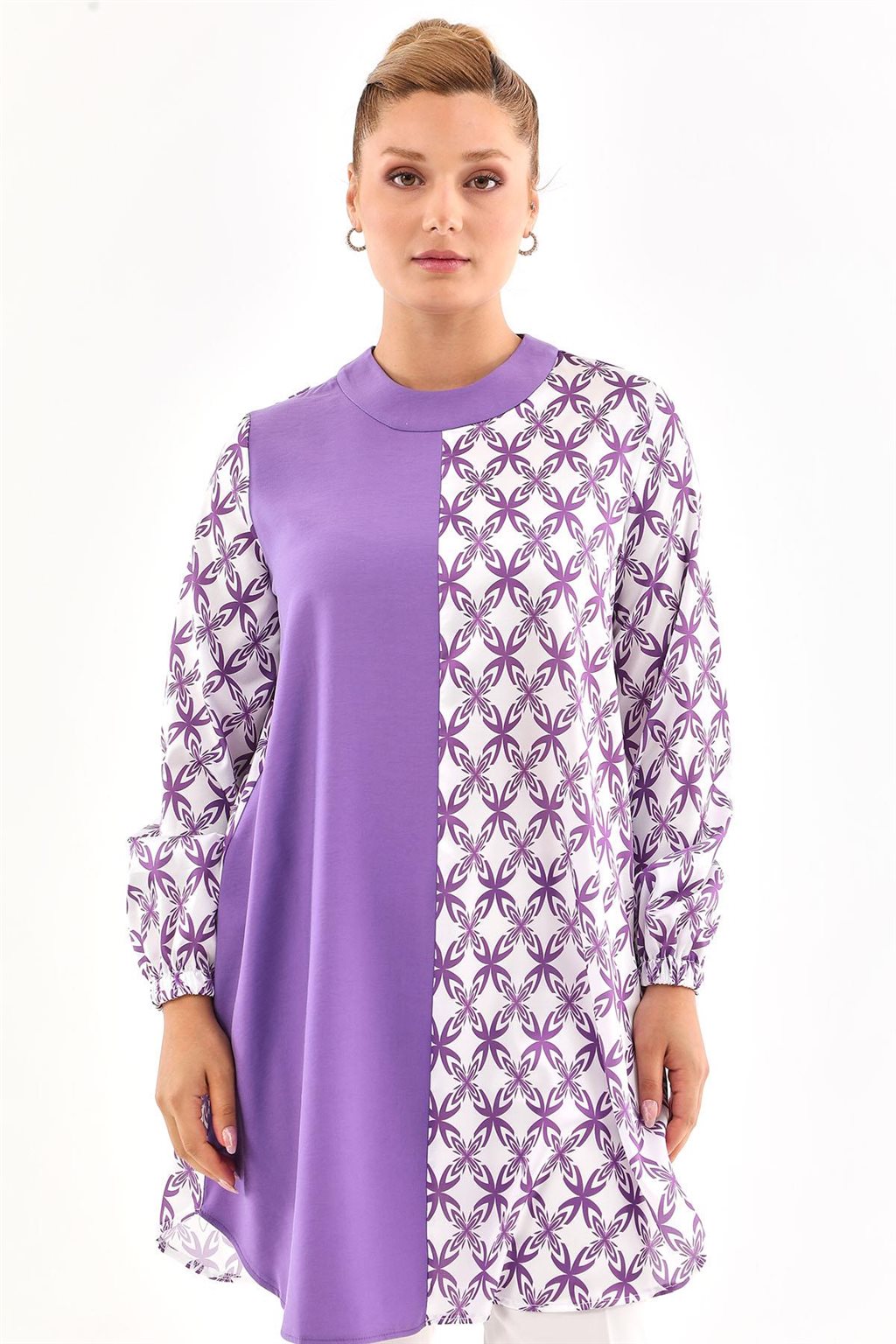 Desenli Tunik Mor