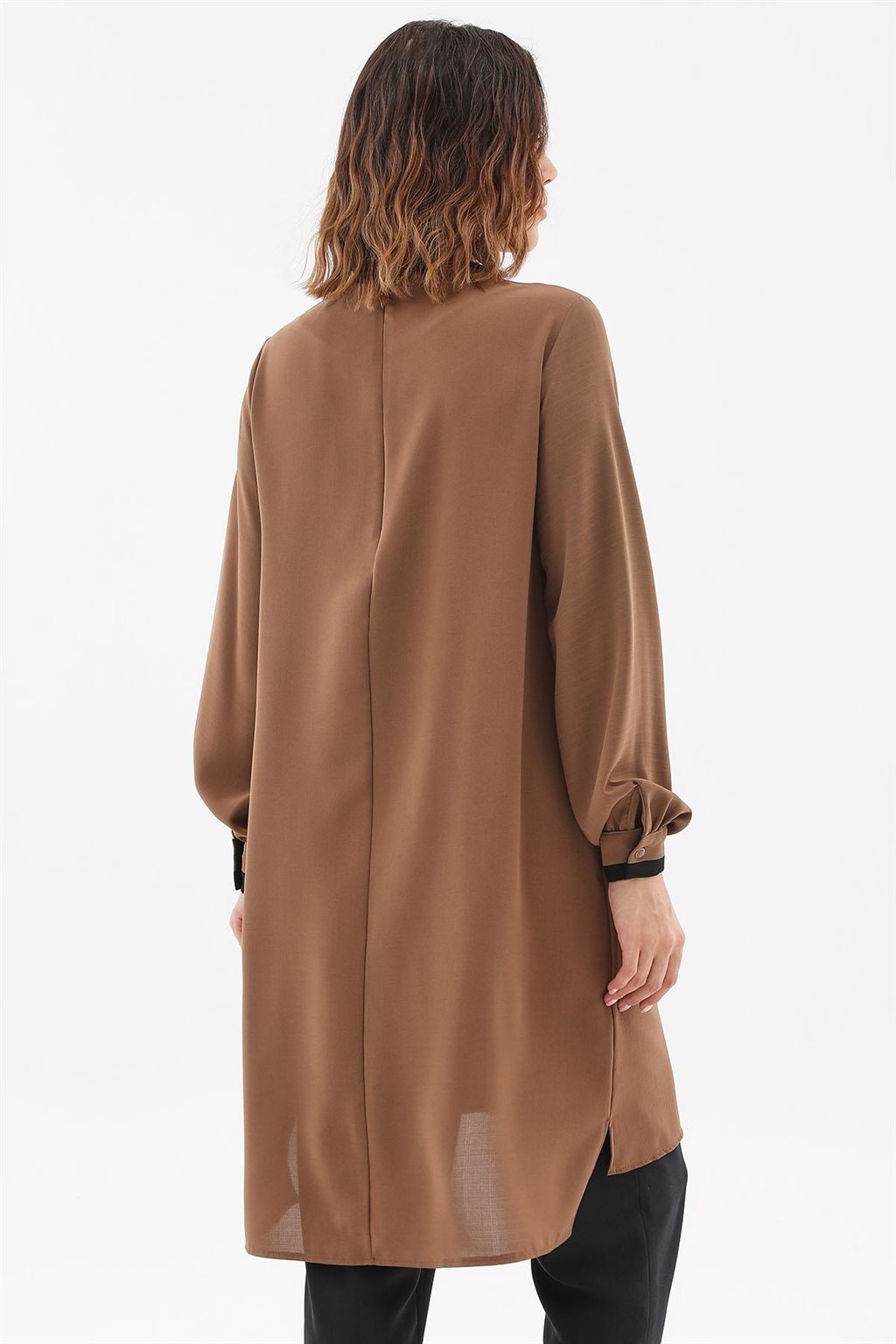 Geometrik Baskılı Tunik Camel