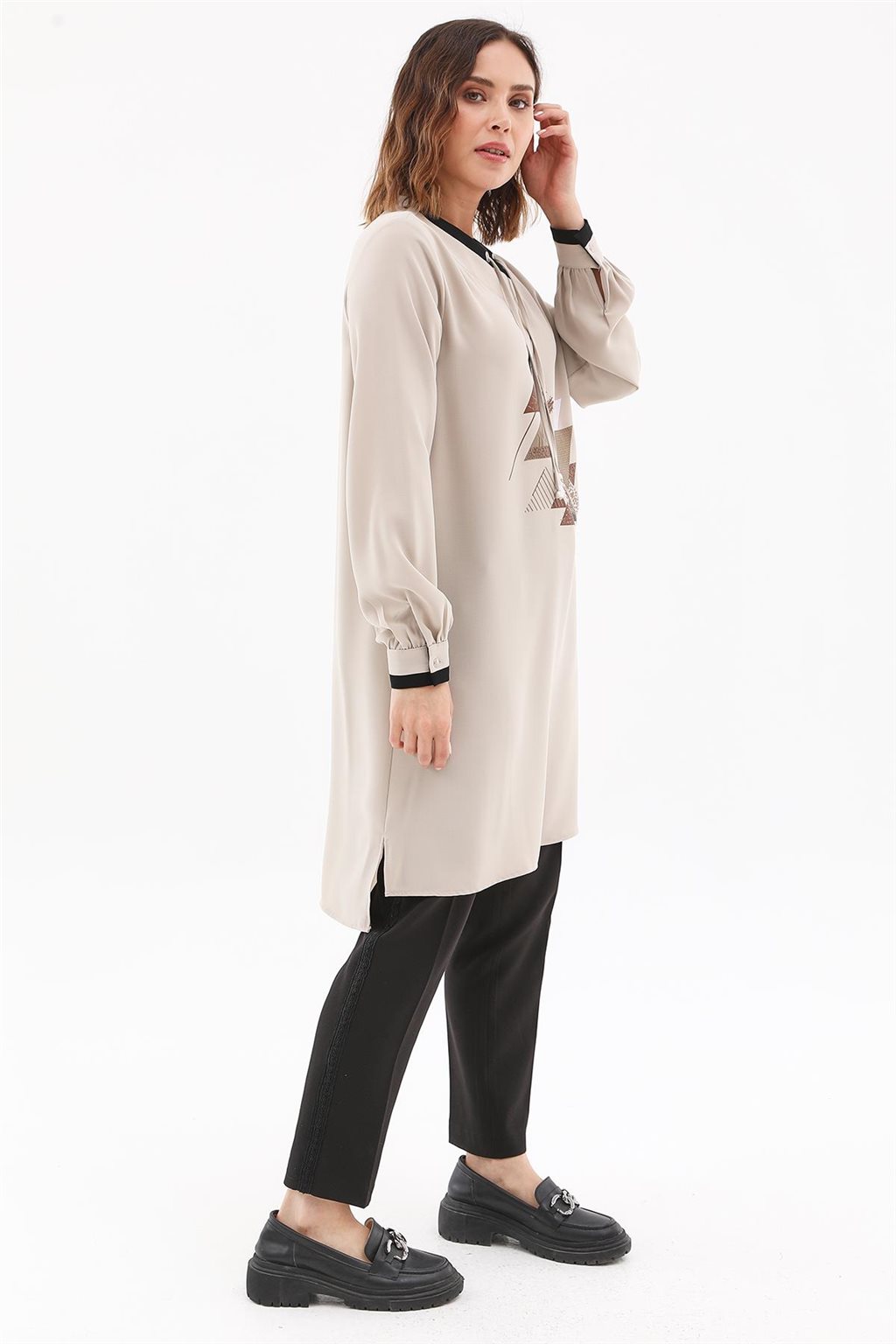 Geometric Printed Tunic Stone