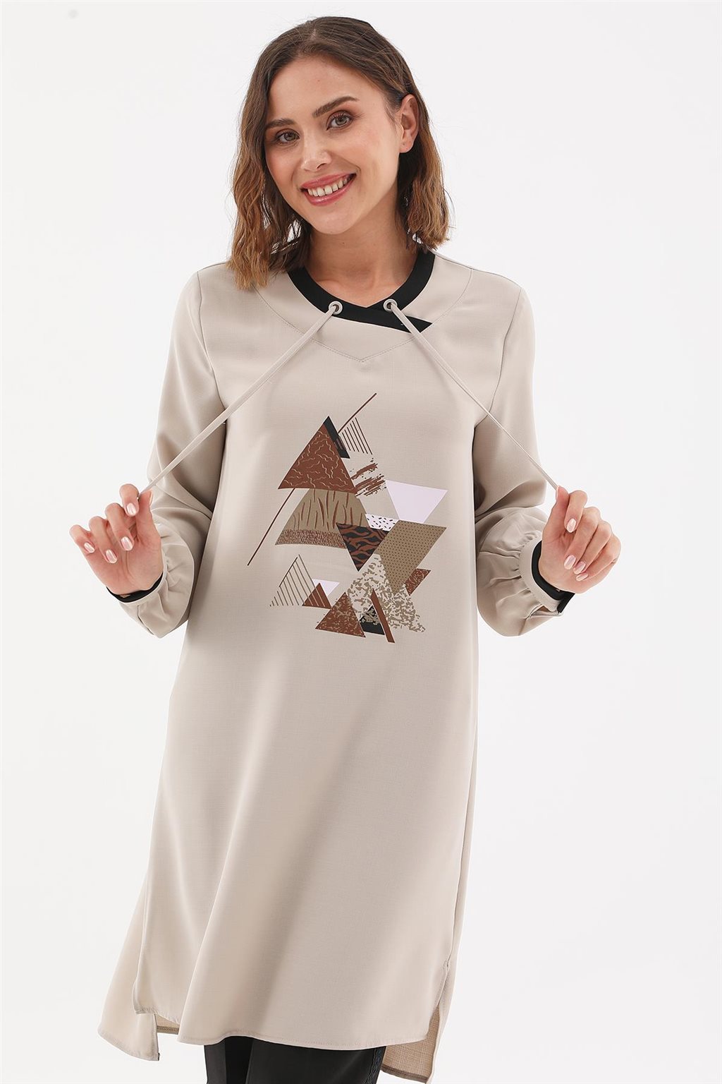 Geometric Printed Tunic Stone