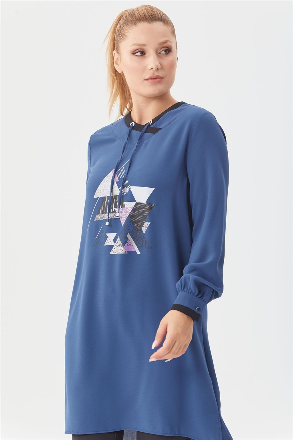 Geometric Printed Tunic Indigo